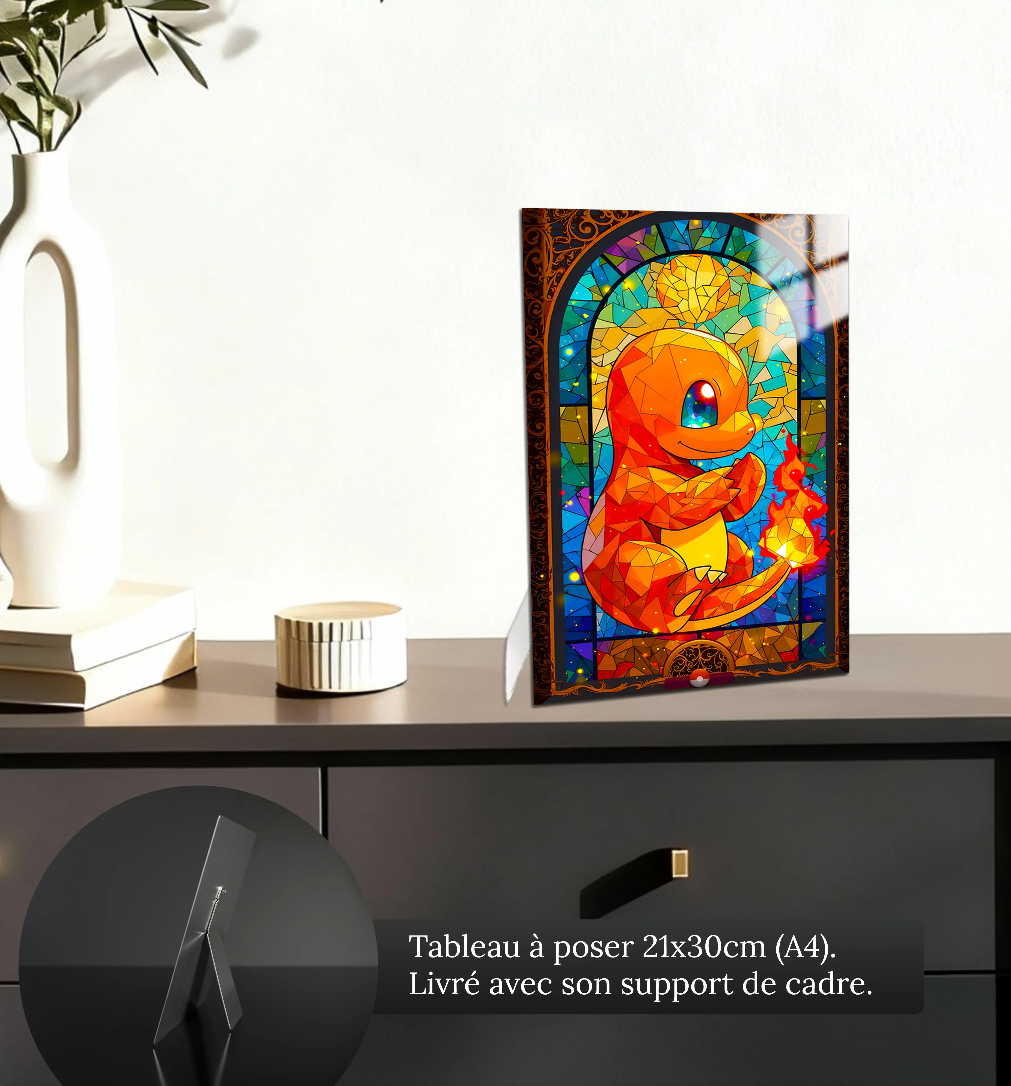 Tableau Pokémon Salamèche Vitrail