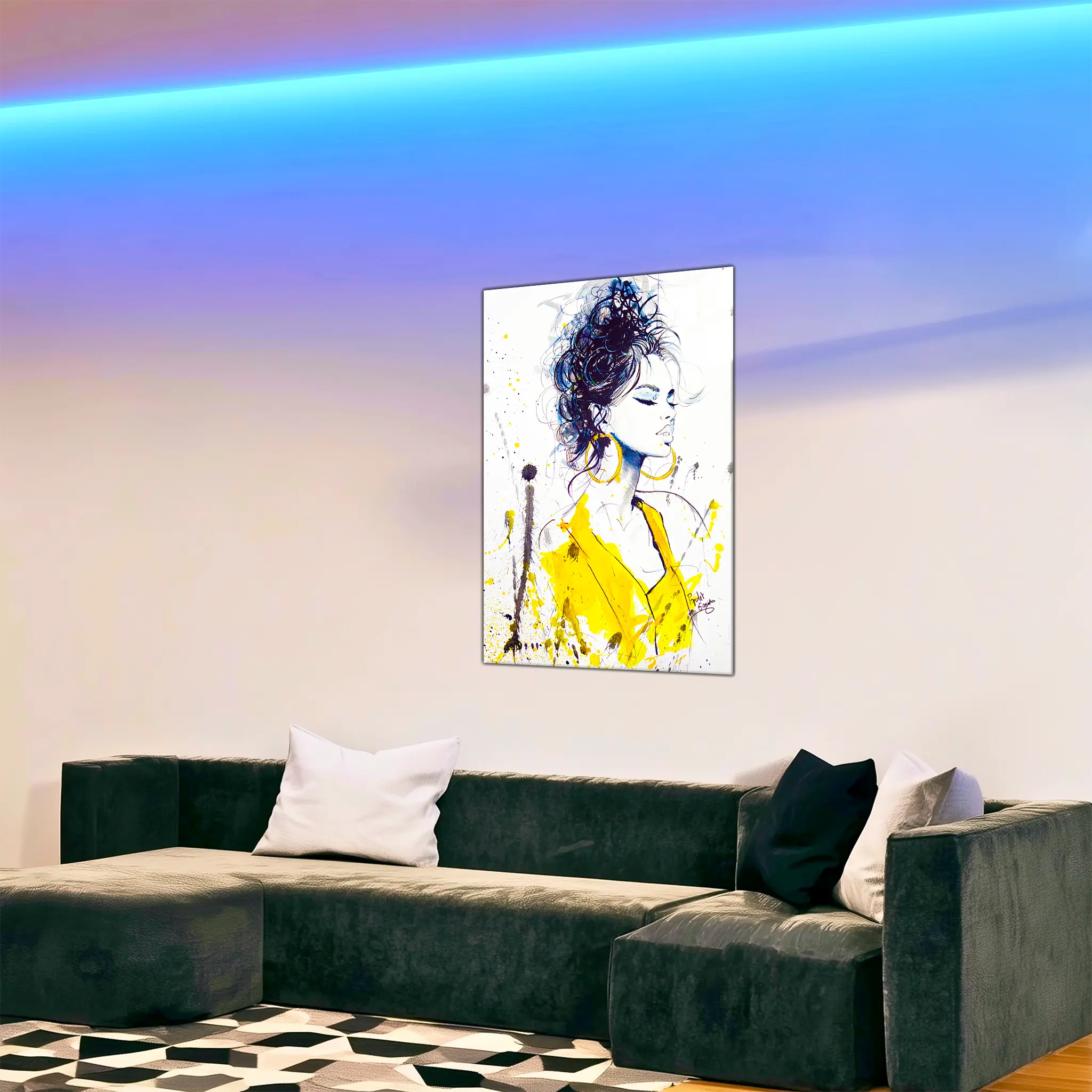 Tableau-portrait-pop-art-dans-le-salon | DreamWay