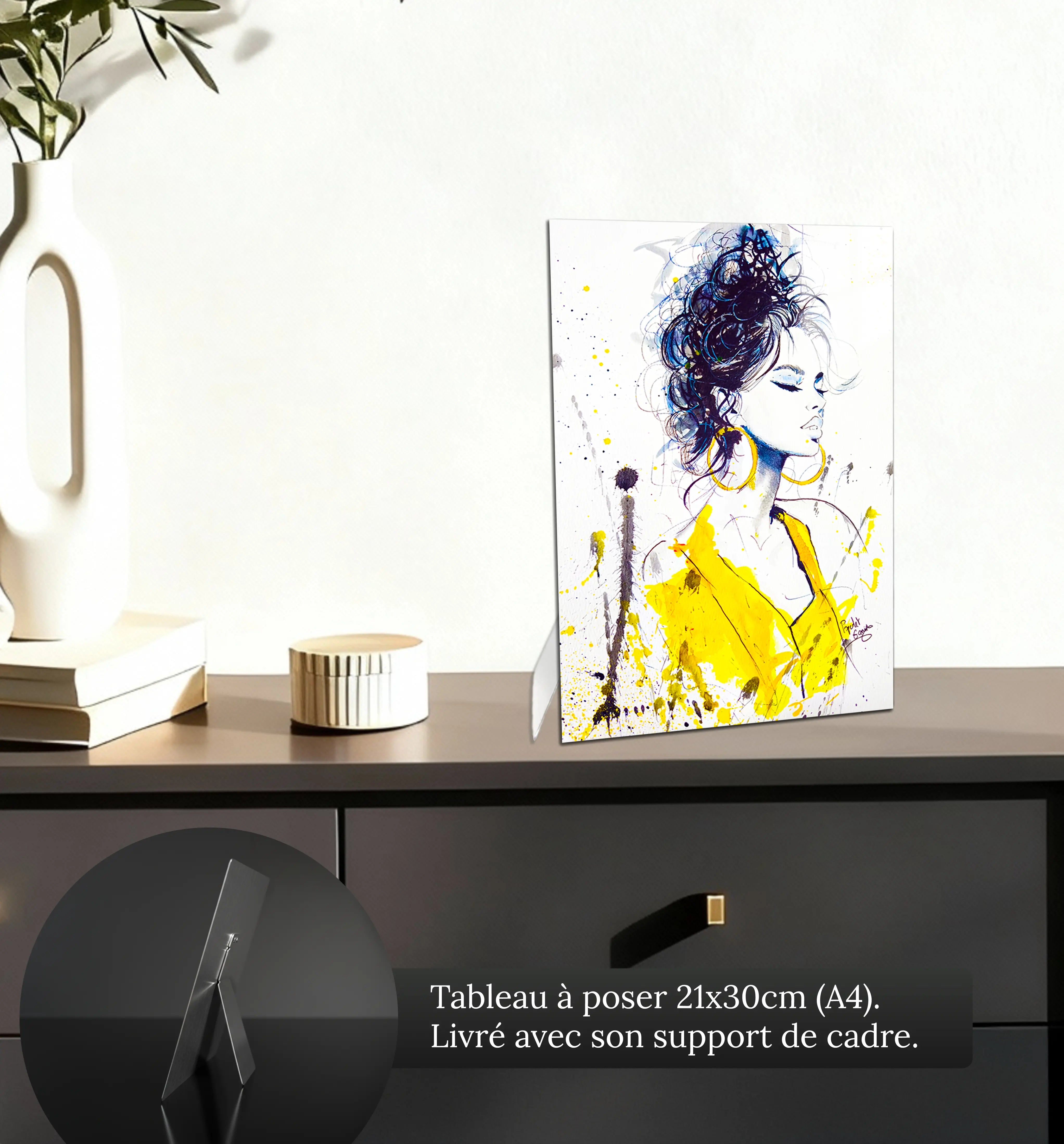 Tableau-portrait-pop-art-petit-format-a-poser-sur-meuble | DreamWay