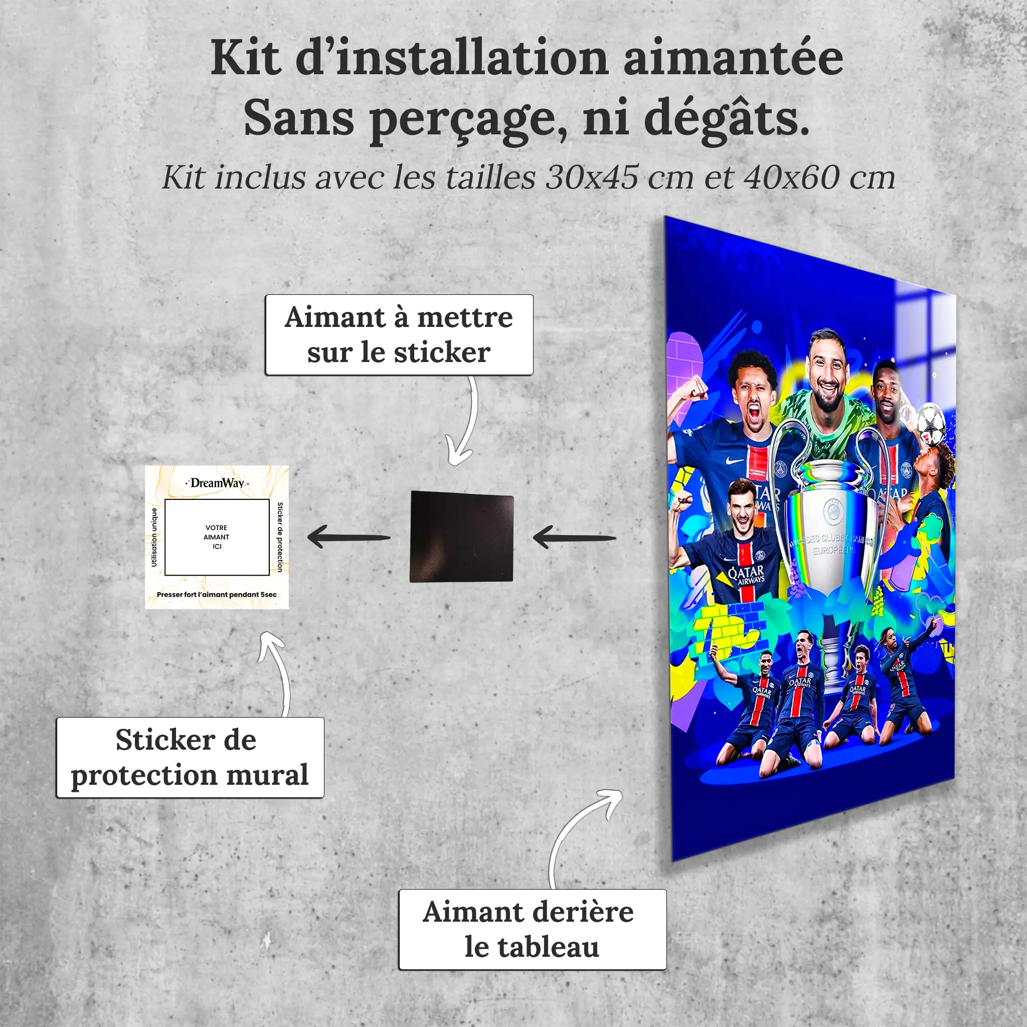 Tableau-psg-champion-avec-installation-aimantee | DreamWay