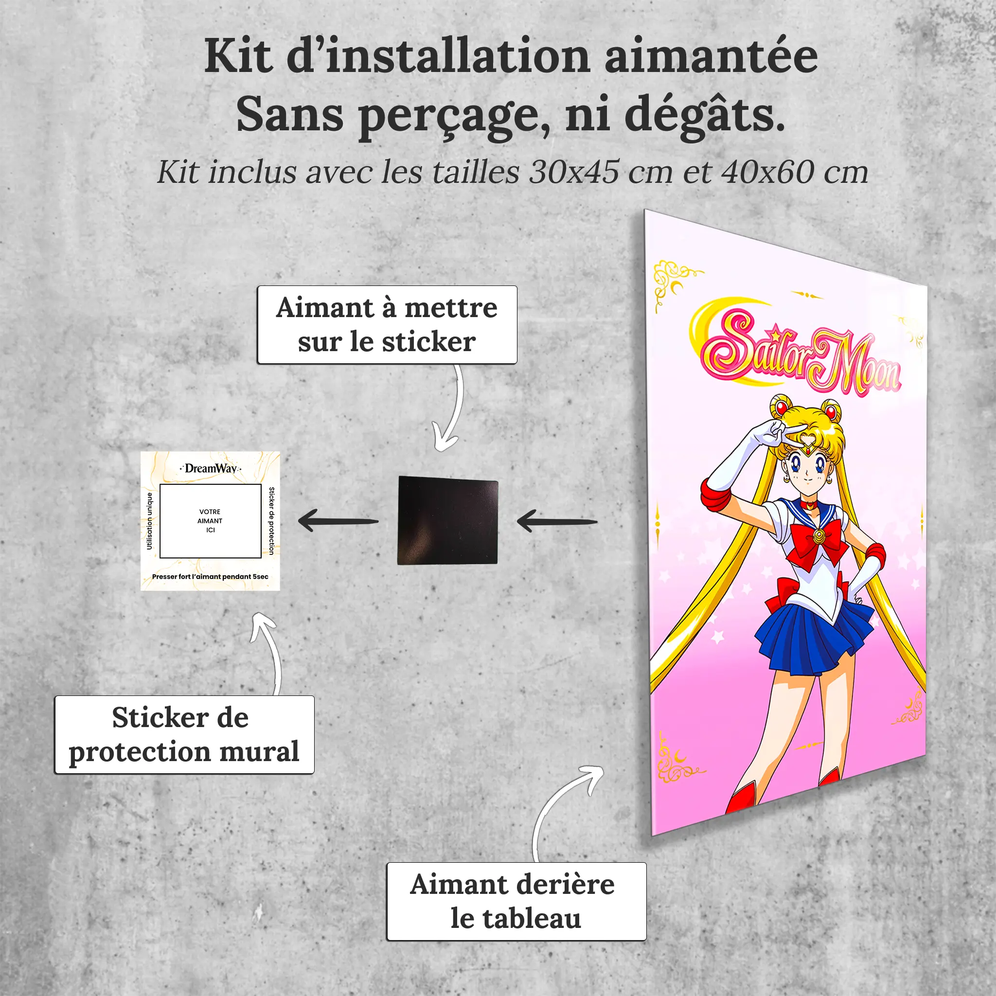 Tableau-sailor-moon-affiche-avec-installation-aimantee | DreamWay