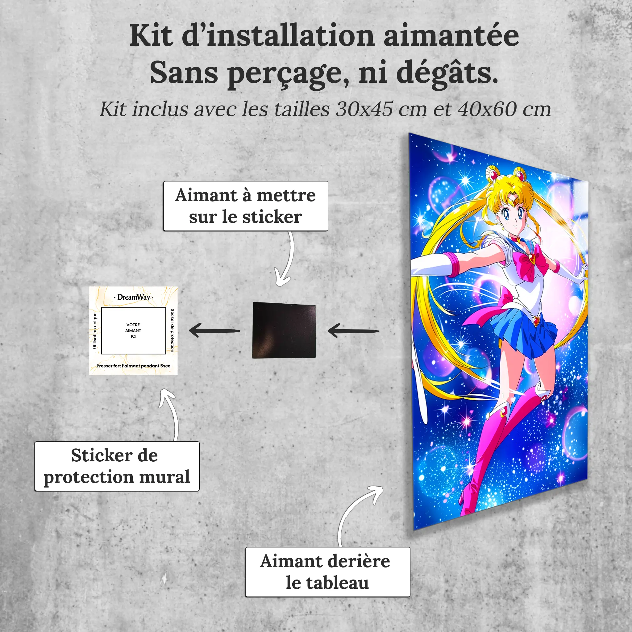 Tableau-sailor-moon-galaxie-avec-installation-aimantee | DreamWay