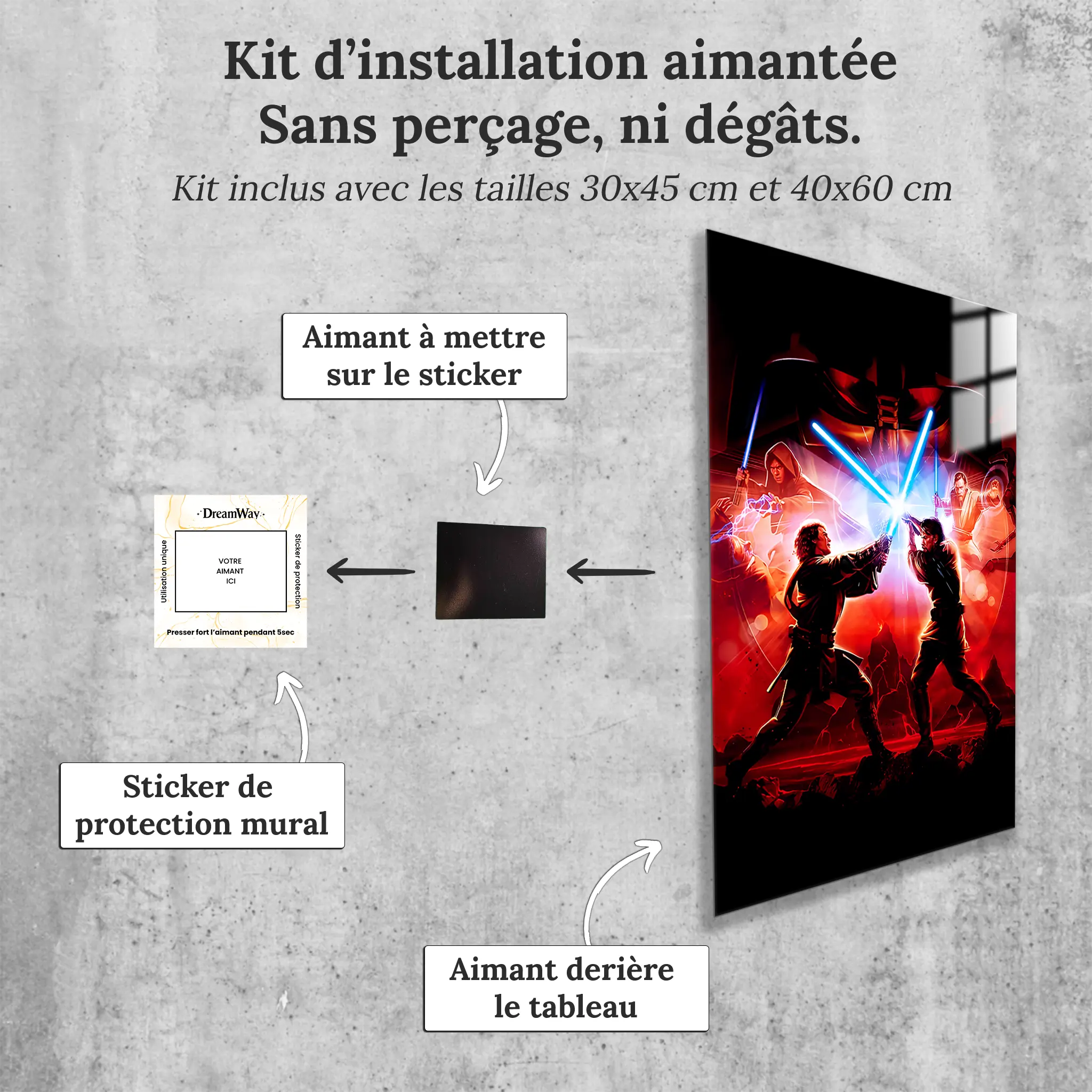 Tableau-star-wars-combat-jedi-avec-installation-aimantee | DreamWay