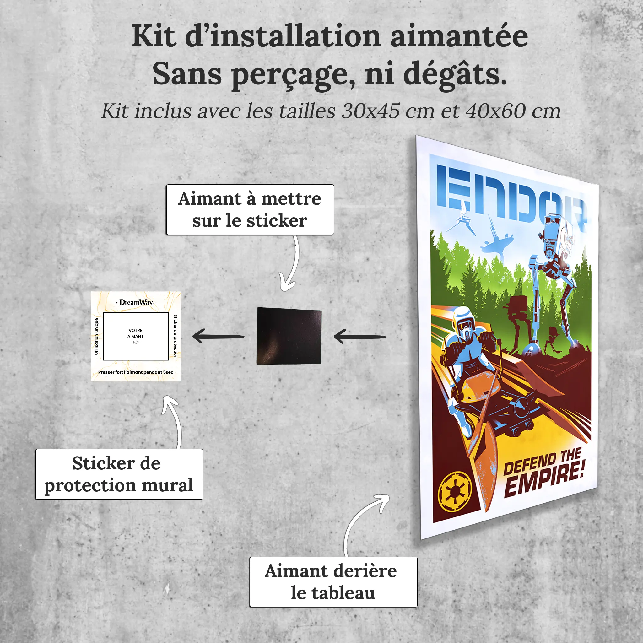 Tableau-star-wars-endor-affiche-avec-installation-aimantee | DreamWay