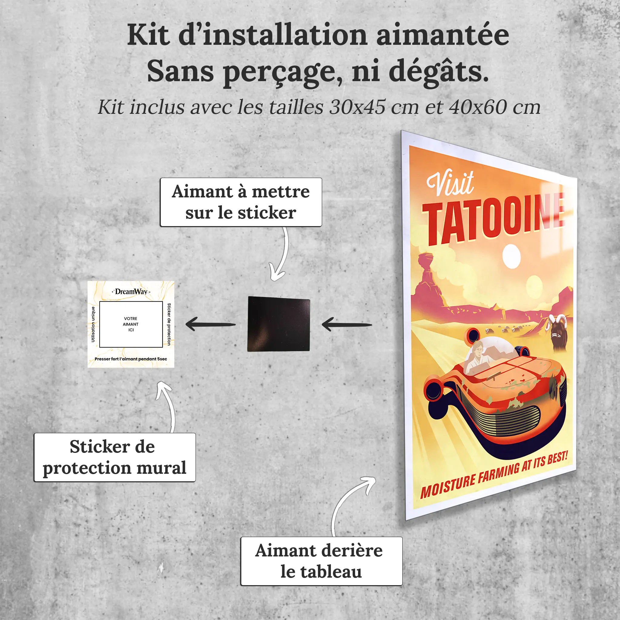 Tableau-star-wars-tatooine-affiche-avec-installation-aimantee | DreamWay
