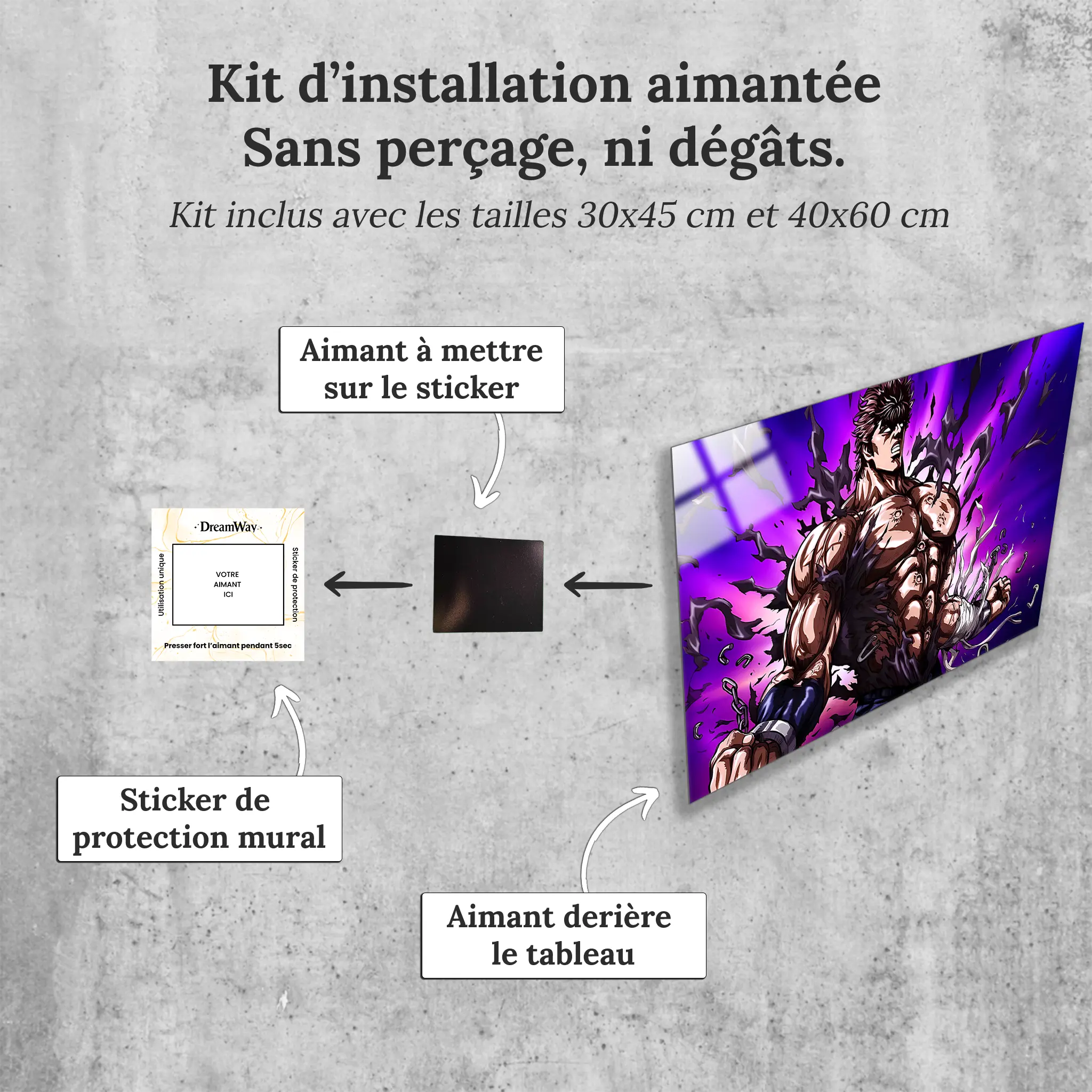 Tableau-transformation-ken-le-survivant-avec-installation-aimantee | DreamWay