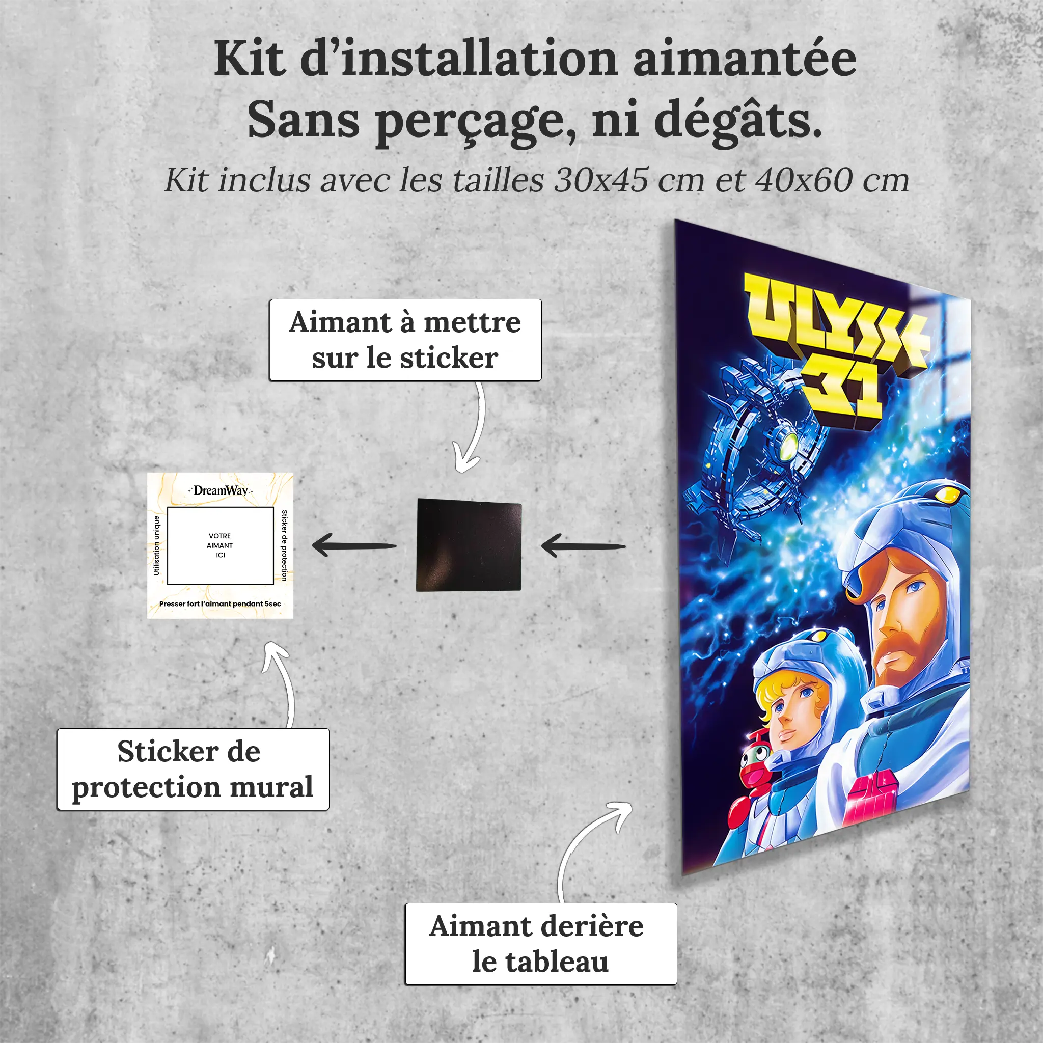 Tableau-ulysse-31-affiche-vintage-avec-installation-aimantee | DreamWay
