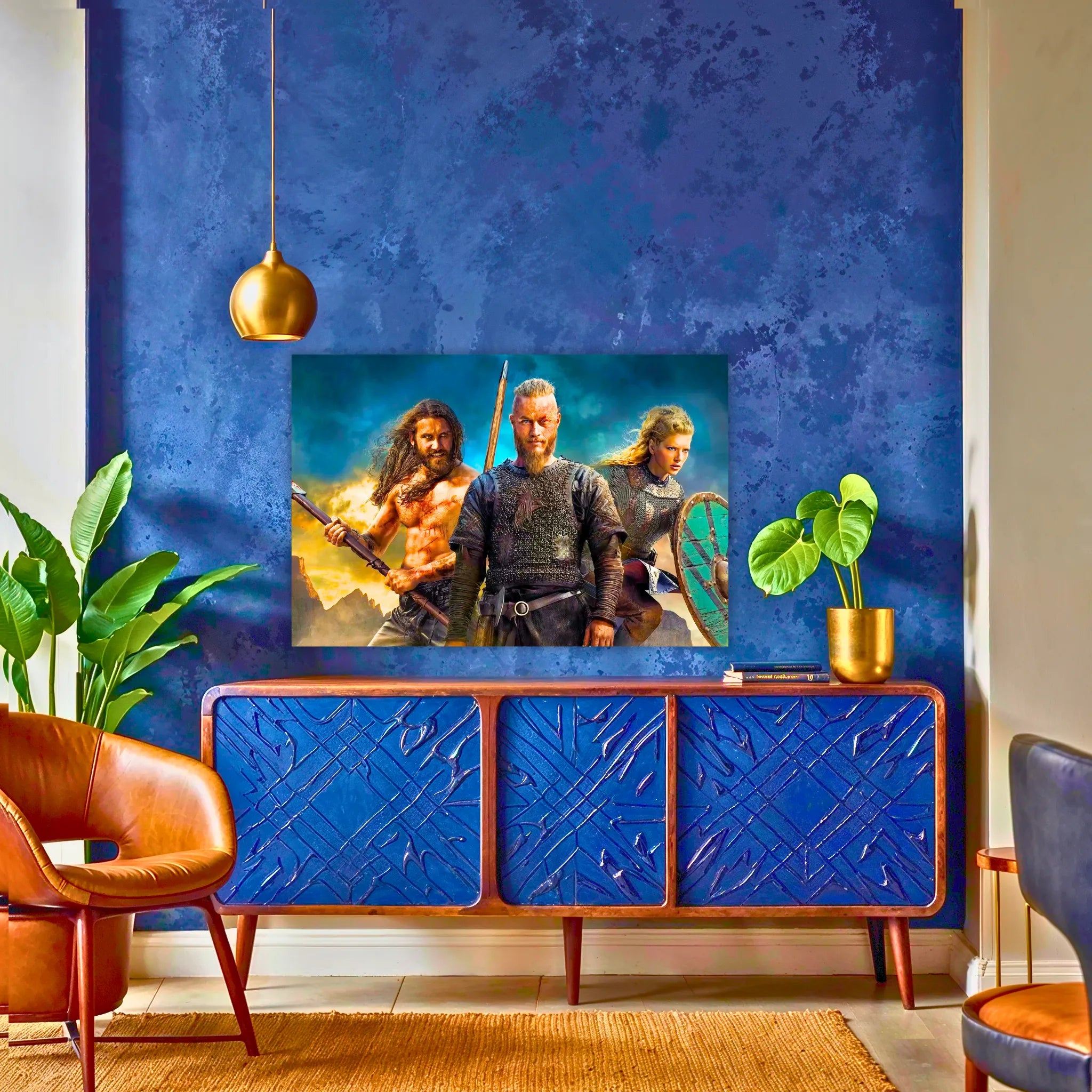 Tableau-vikings-ragnar-lagertha-rollo-au-dessus-du-buffet | DreamWay