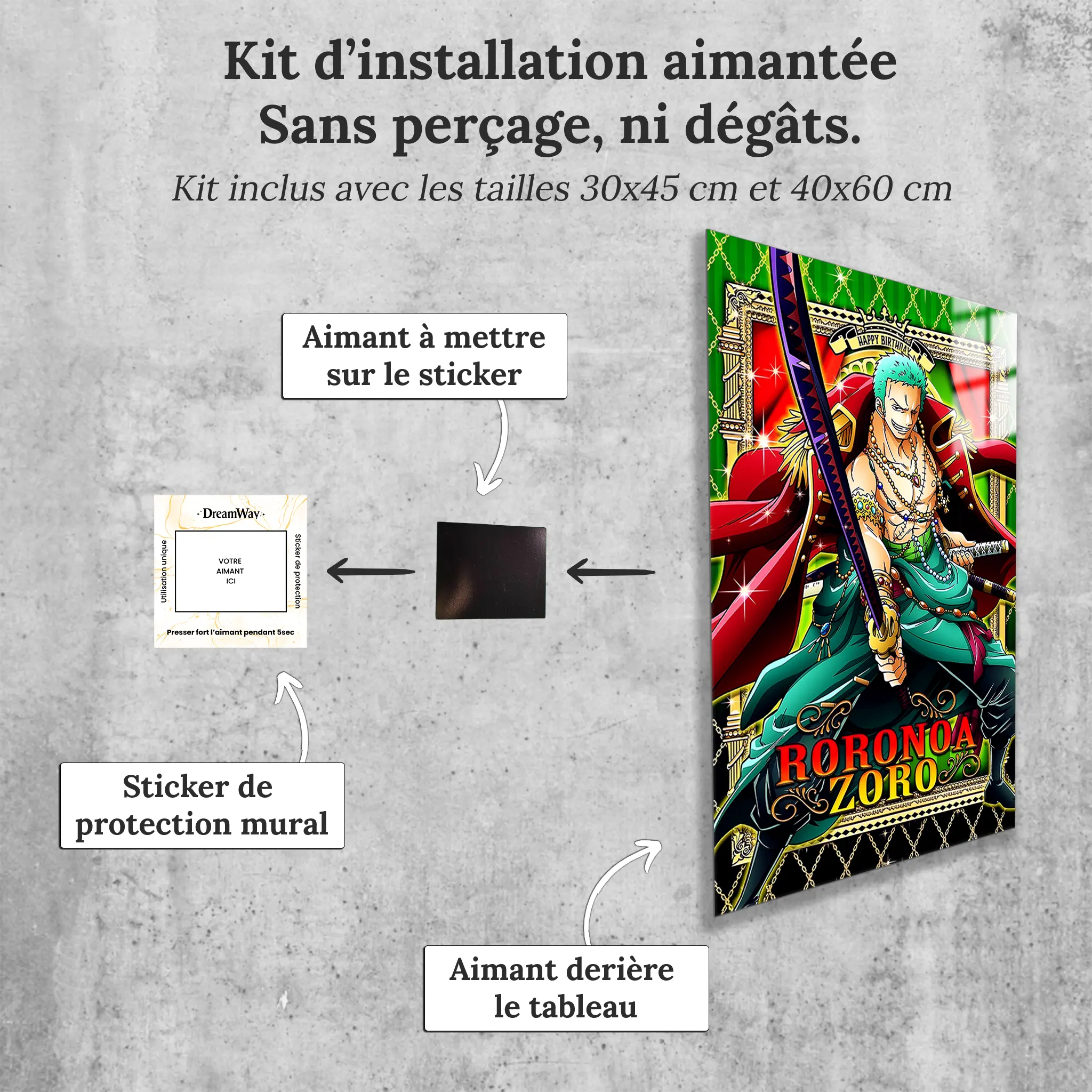 Tableau-zoro-affiche-avec-installation-aimantee | DreamWay