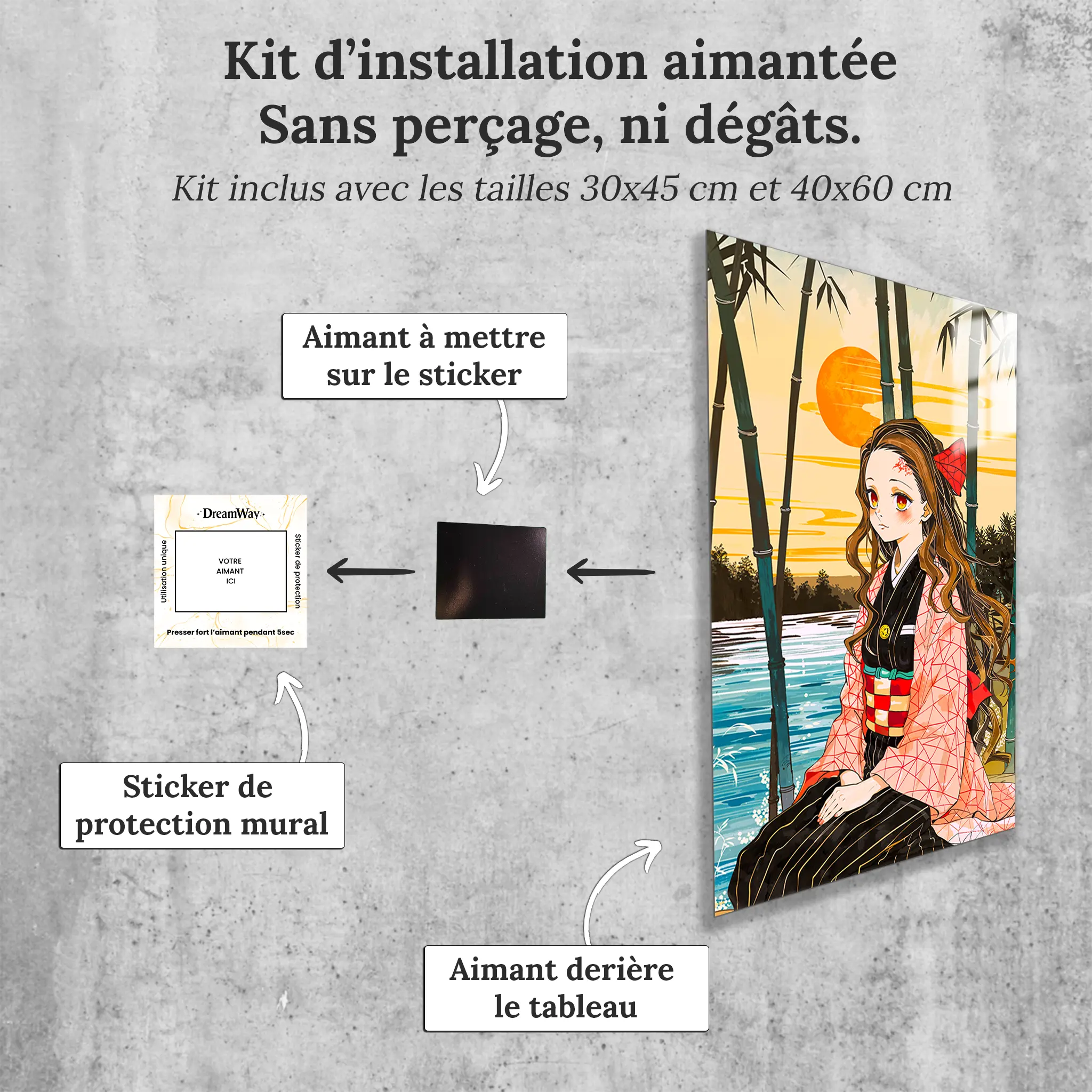 TableauJaponaisMangaNezuko-avec-installation-aimantee | DreamWay