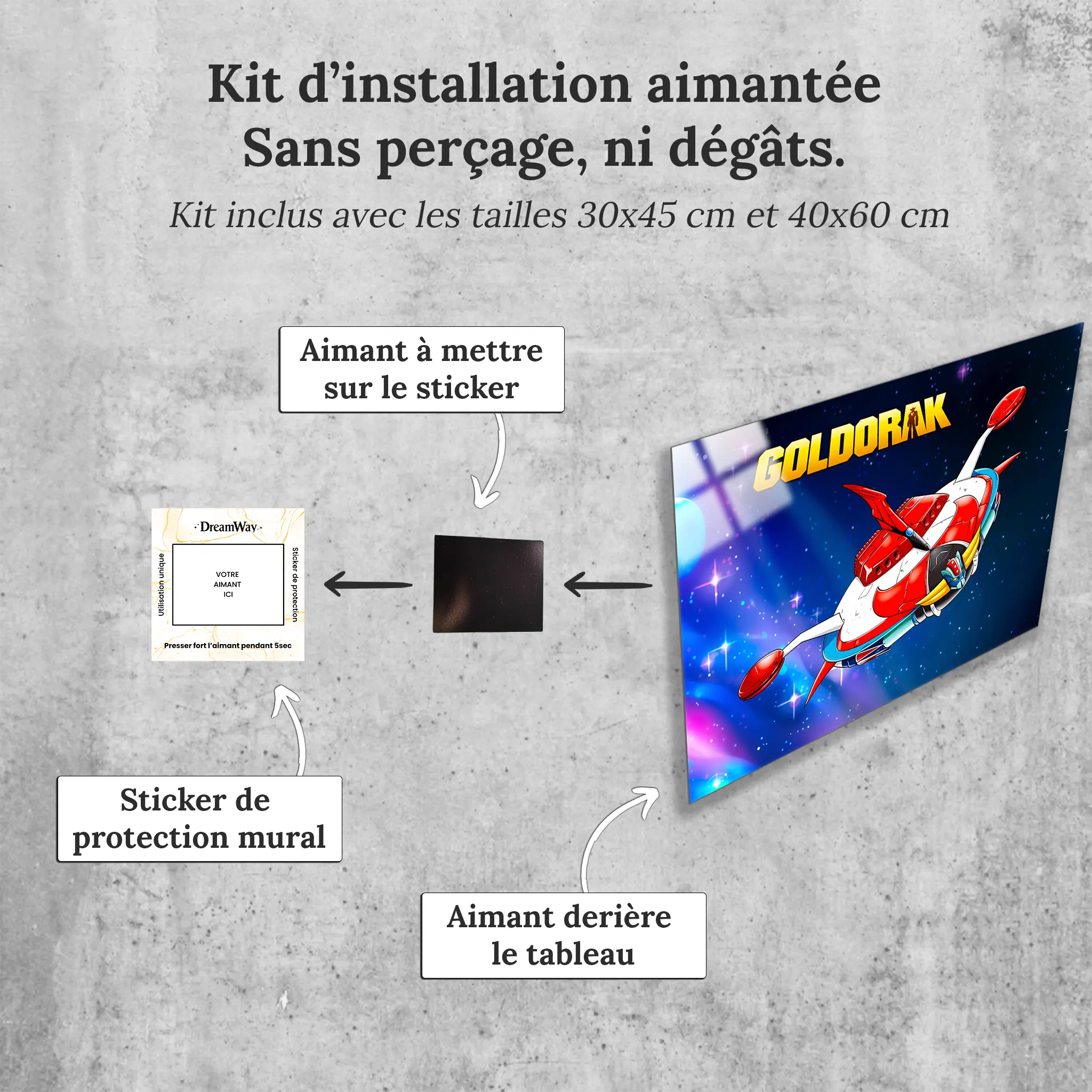Tableaux-vaisseau-goldorak-paysage-avec-installation-aimantee | DreamWay