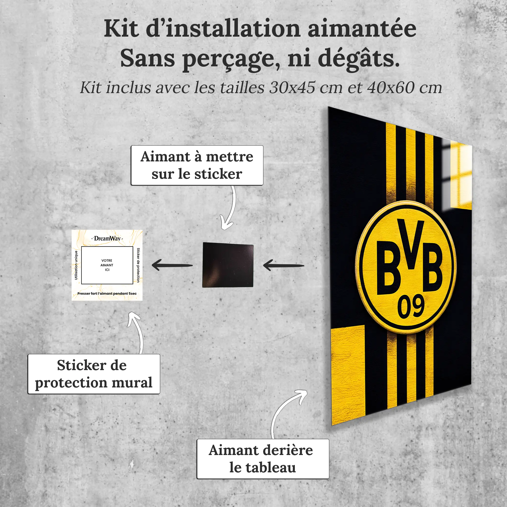 tableau-Borussia-Dortmund-club-avec-installation-aimantee | DreamWay