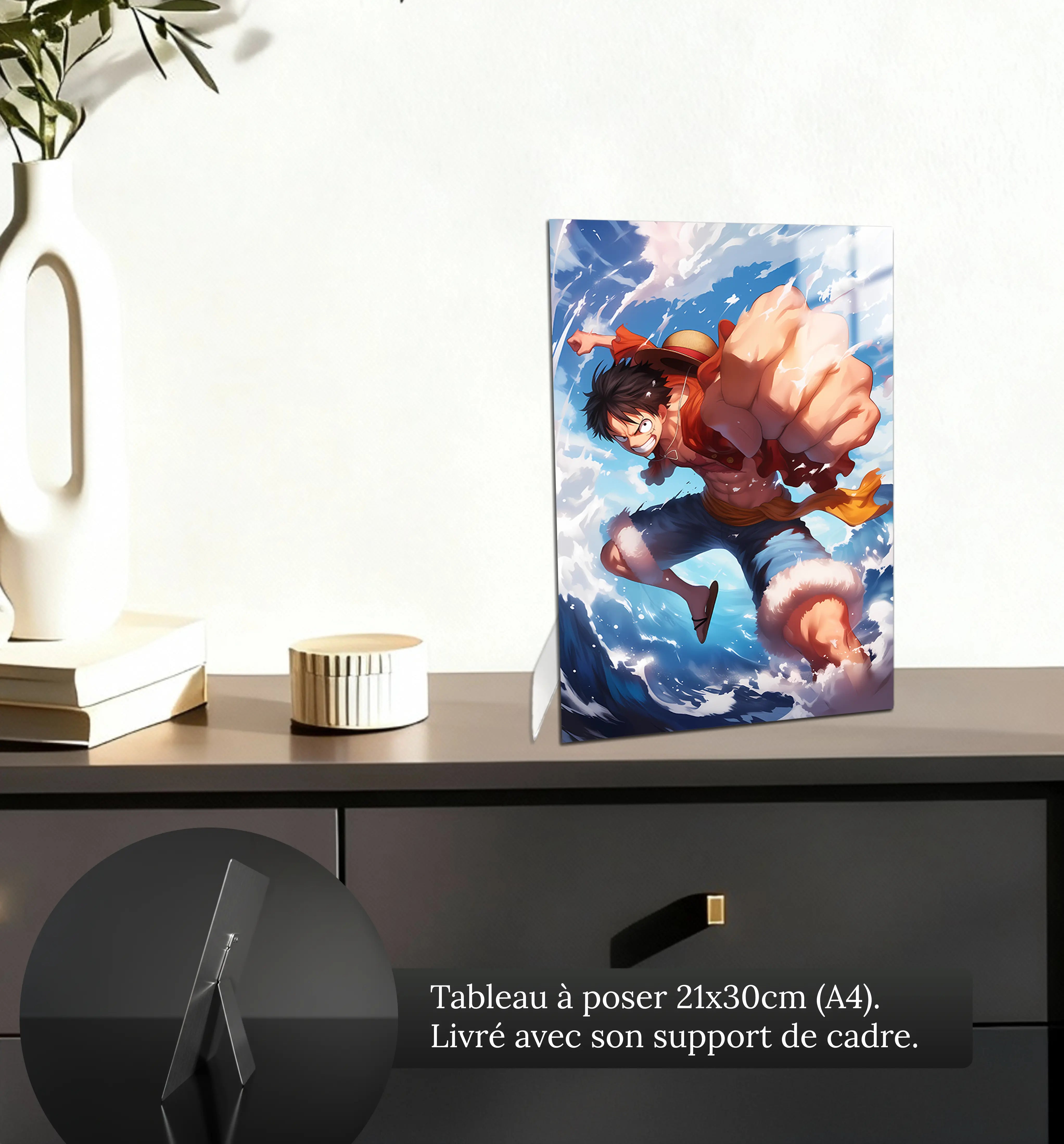 tableau-One-piece-Luffy-coup-de-poing-petit-format-a-poser-sur-meuble | DreamWay