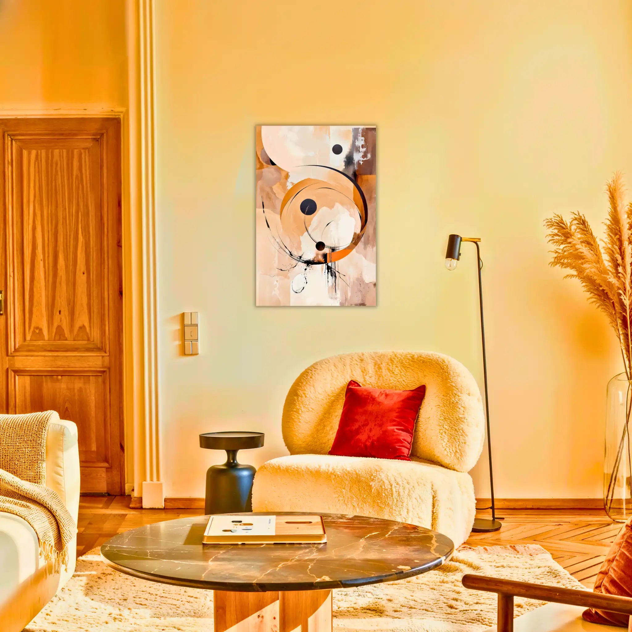 tableau-abstrait-beige-au-salon | DreamWay