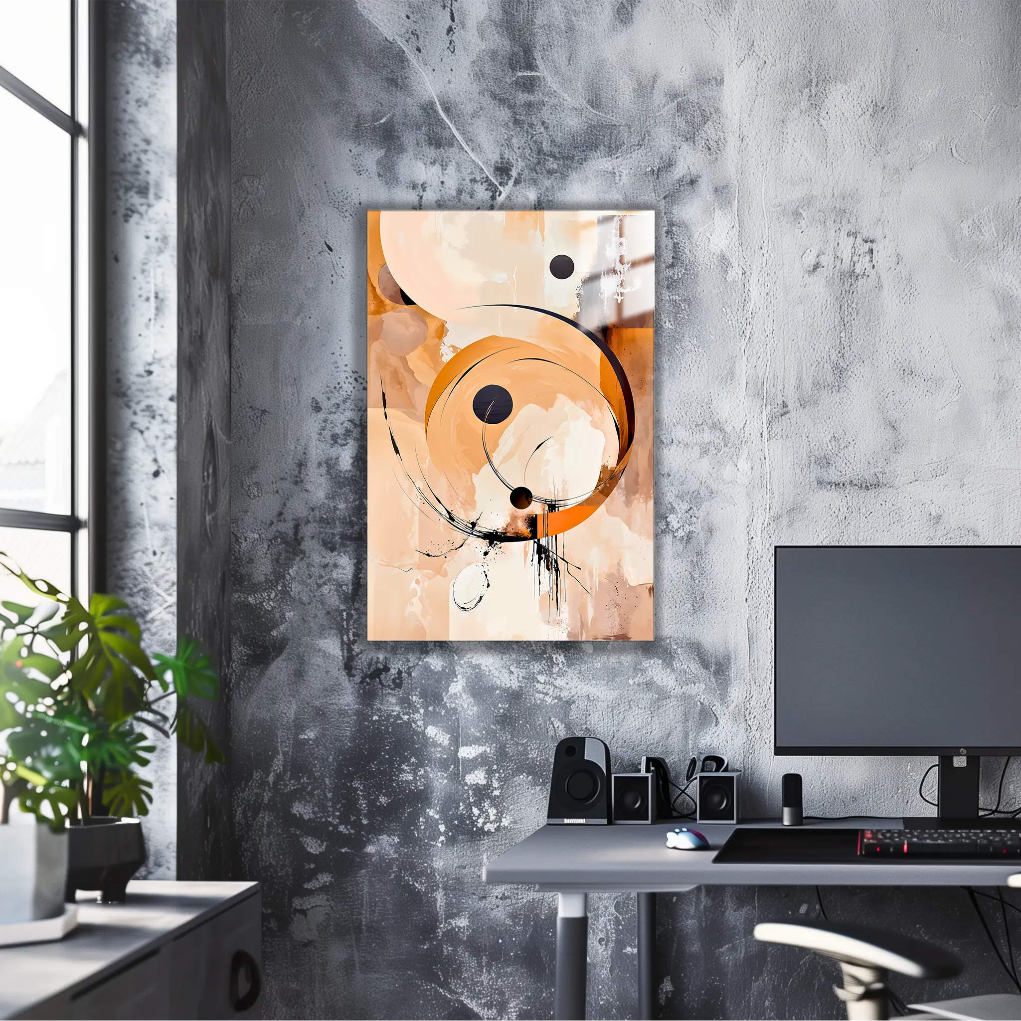 tableau-abstrait-beige-dans-le-bureau | DreamWay