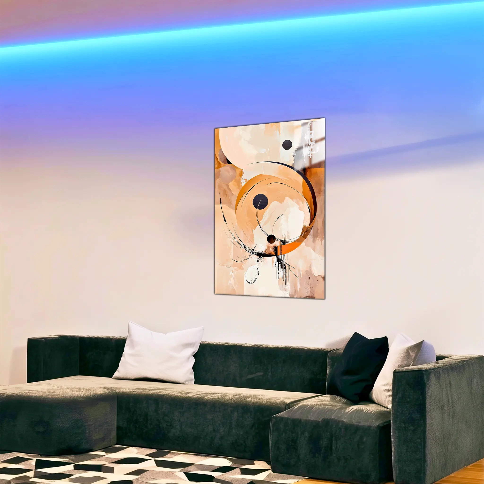 tableau-abstrait-beige-dans-le-salon | DreamWay