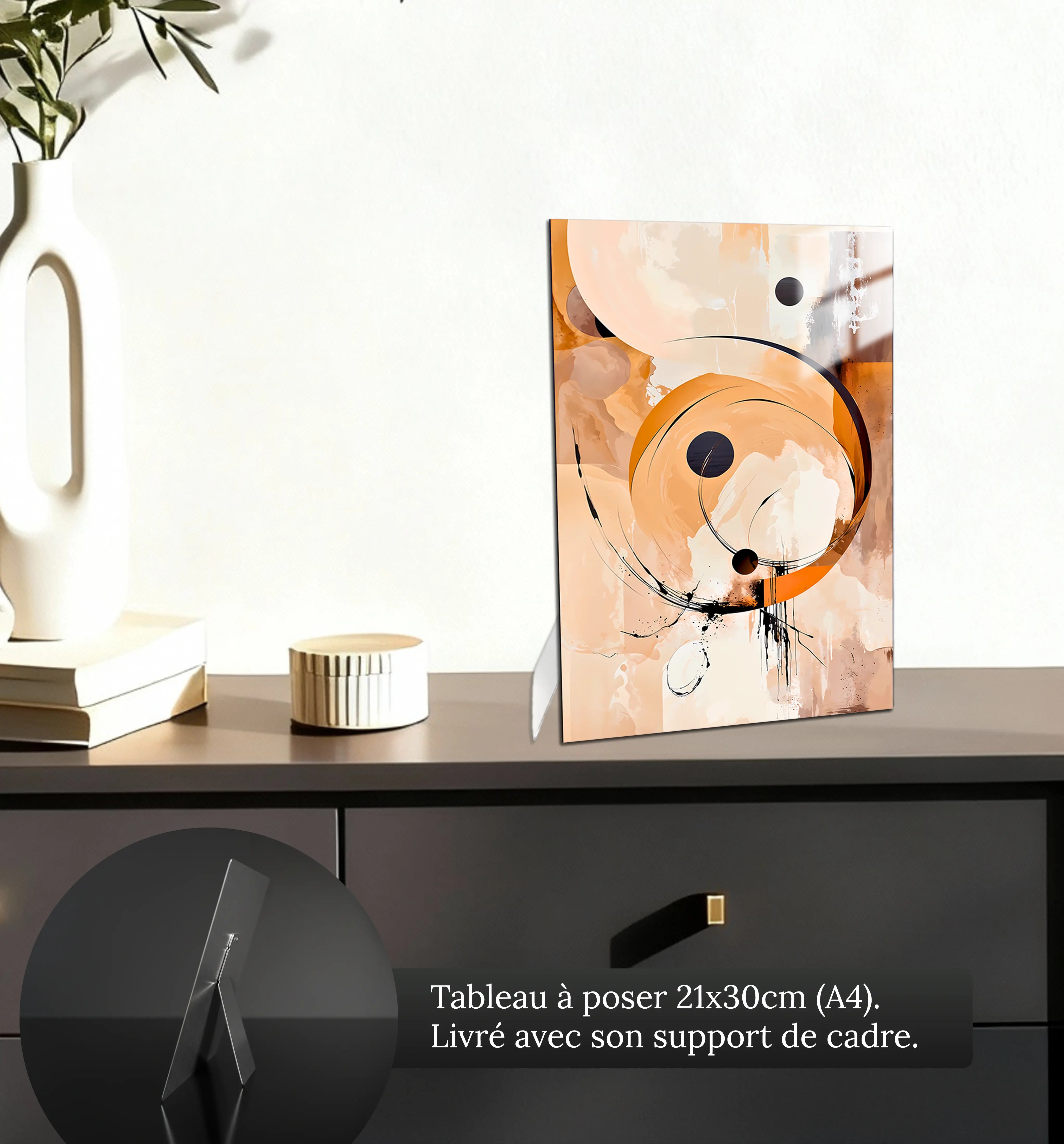 tableau-abstrait-beige-petit-format-a-poser-sur-meuble | DreamWay