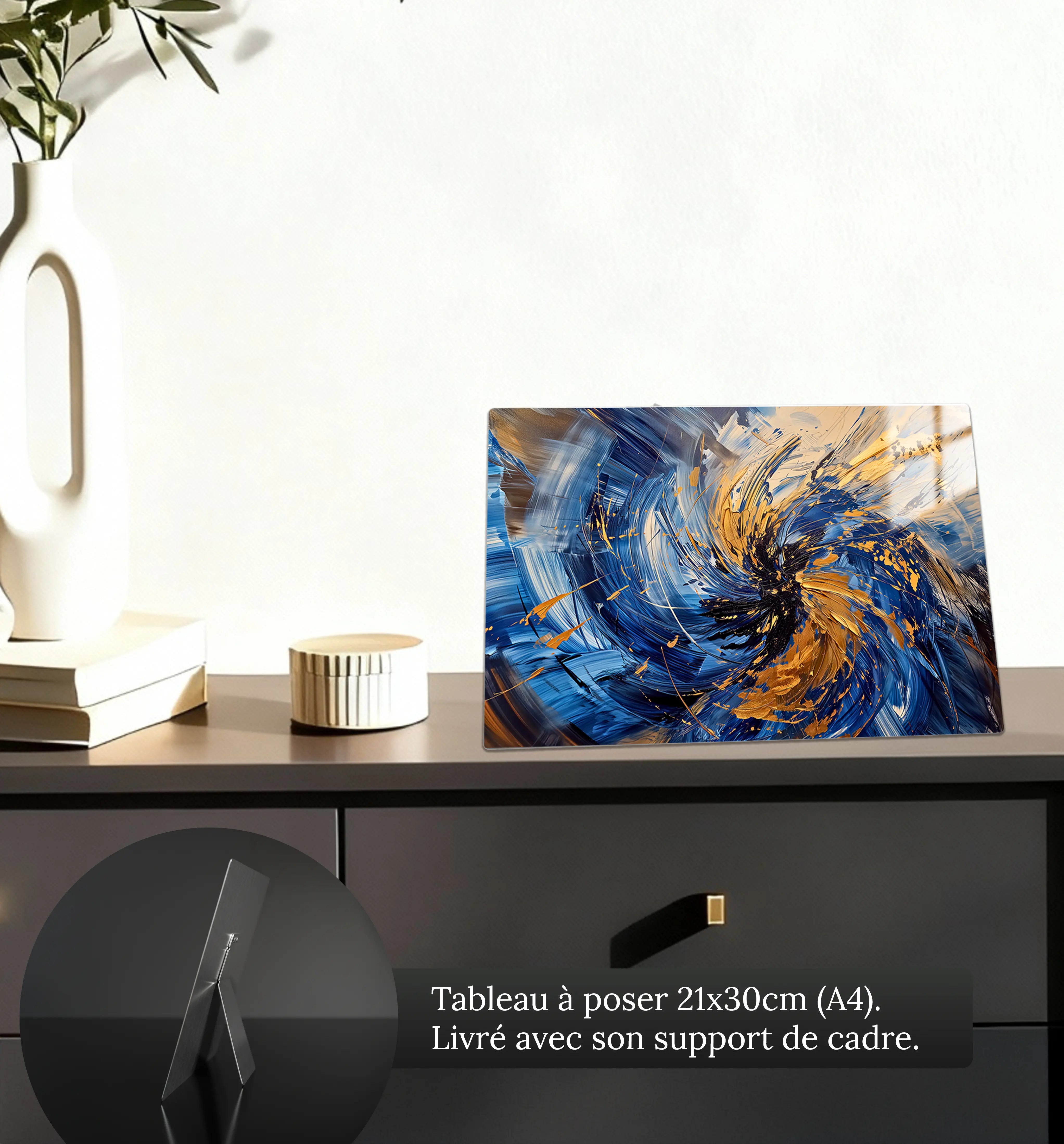 tableau-abstrait-bleu-et-or-petit-format-a-poser-sur-meuble | DreamWay
