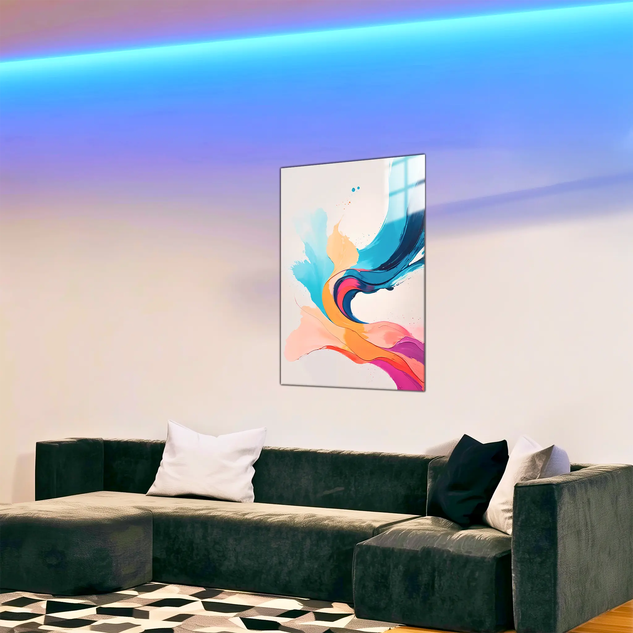 tableau-abstrait-colore-dans-le-salon | DreamWay