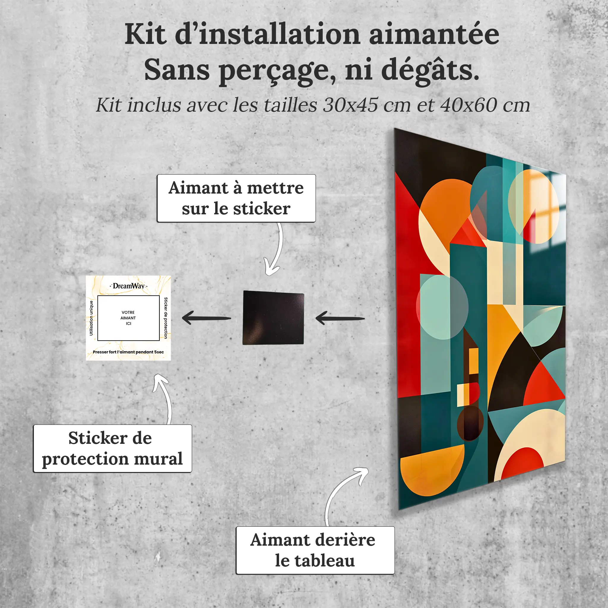 tableau-abstrait-forme-geometrique-avec-installation-aimantee | DreamWay