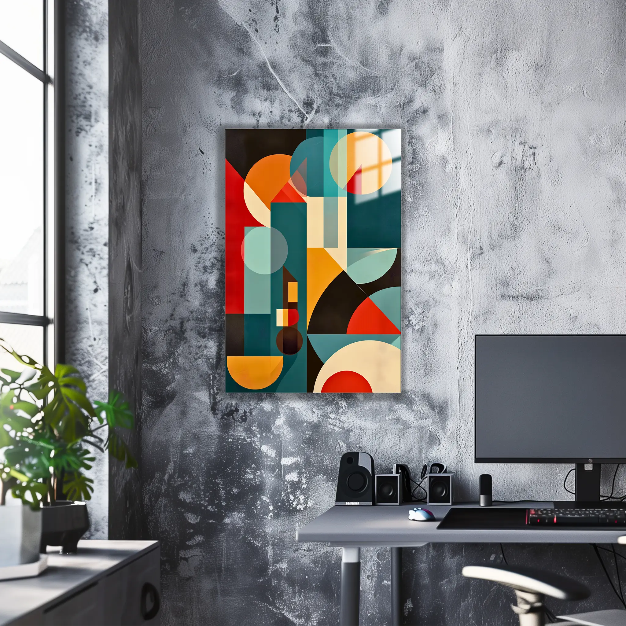 tableau-abstrait-forme-geometrique-dans-le-bureau | DreamWay
