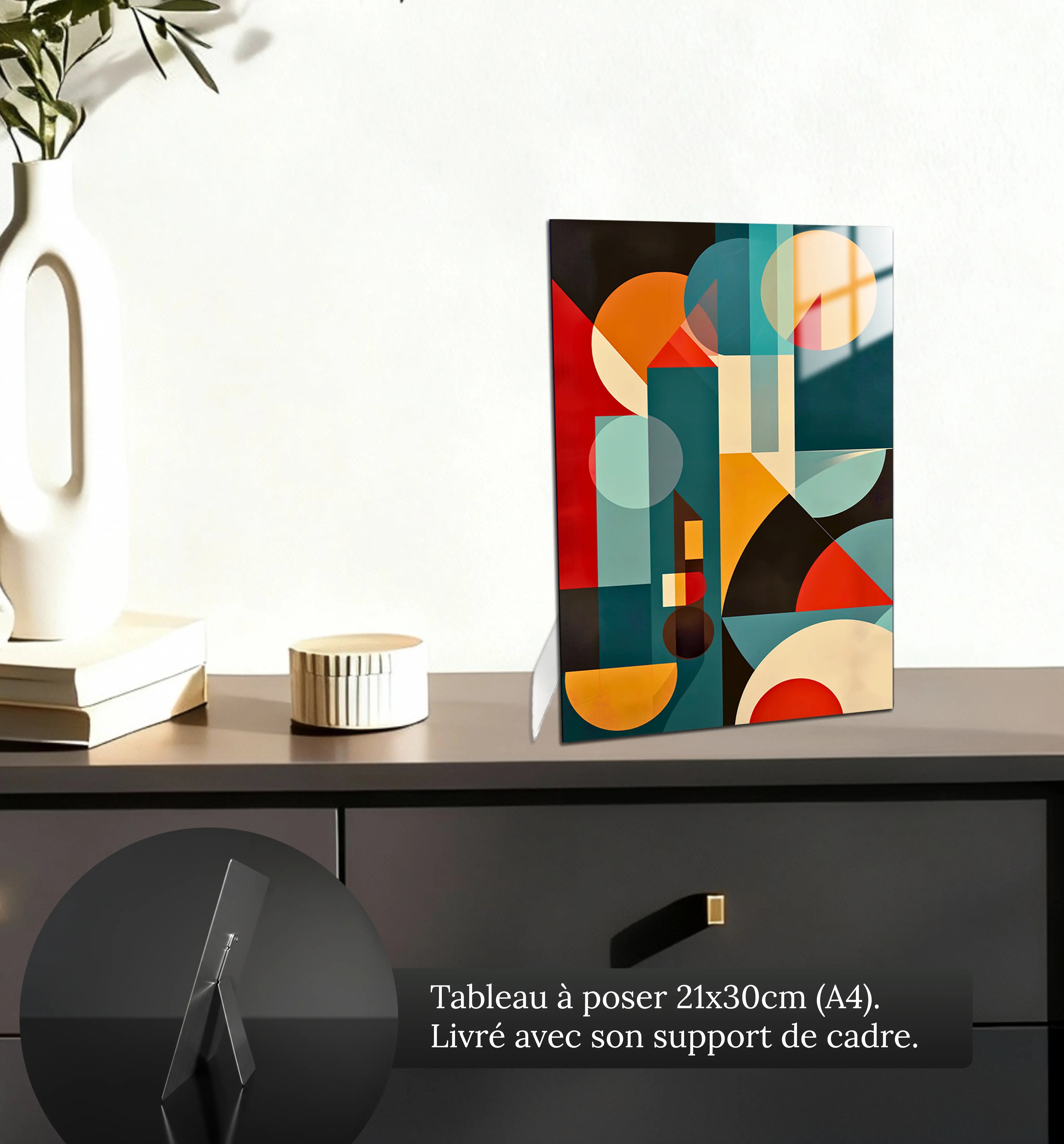 tableau-abstrait-forme-geometrique-petit-format-a-poser-sur-meuble | DreamWay