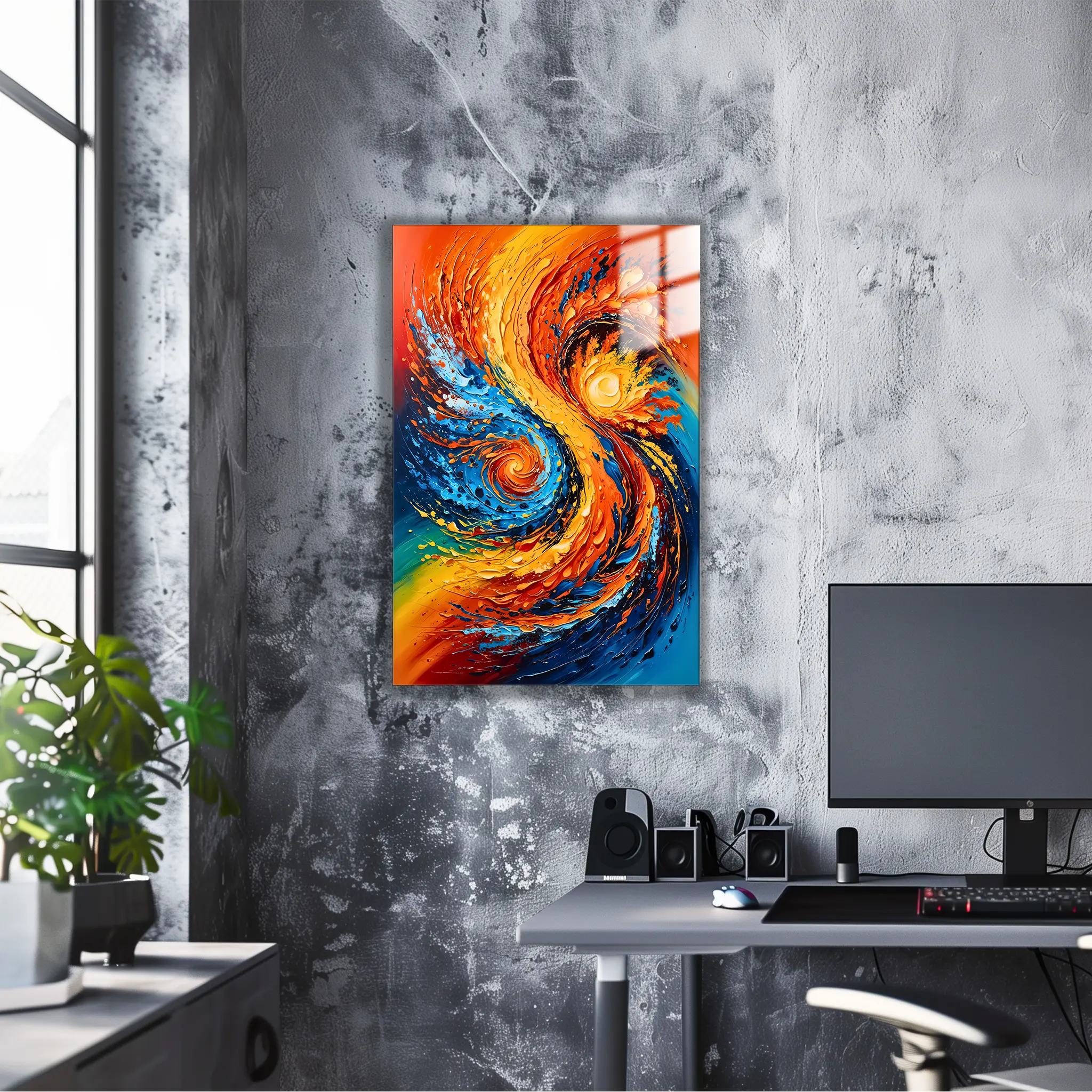 tableau-abstrait-multicolore-contemporain-dans-le-bureau | DreamWay