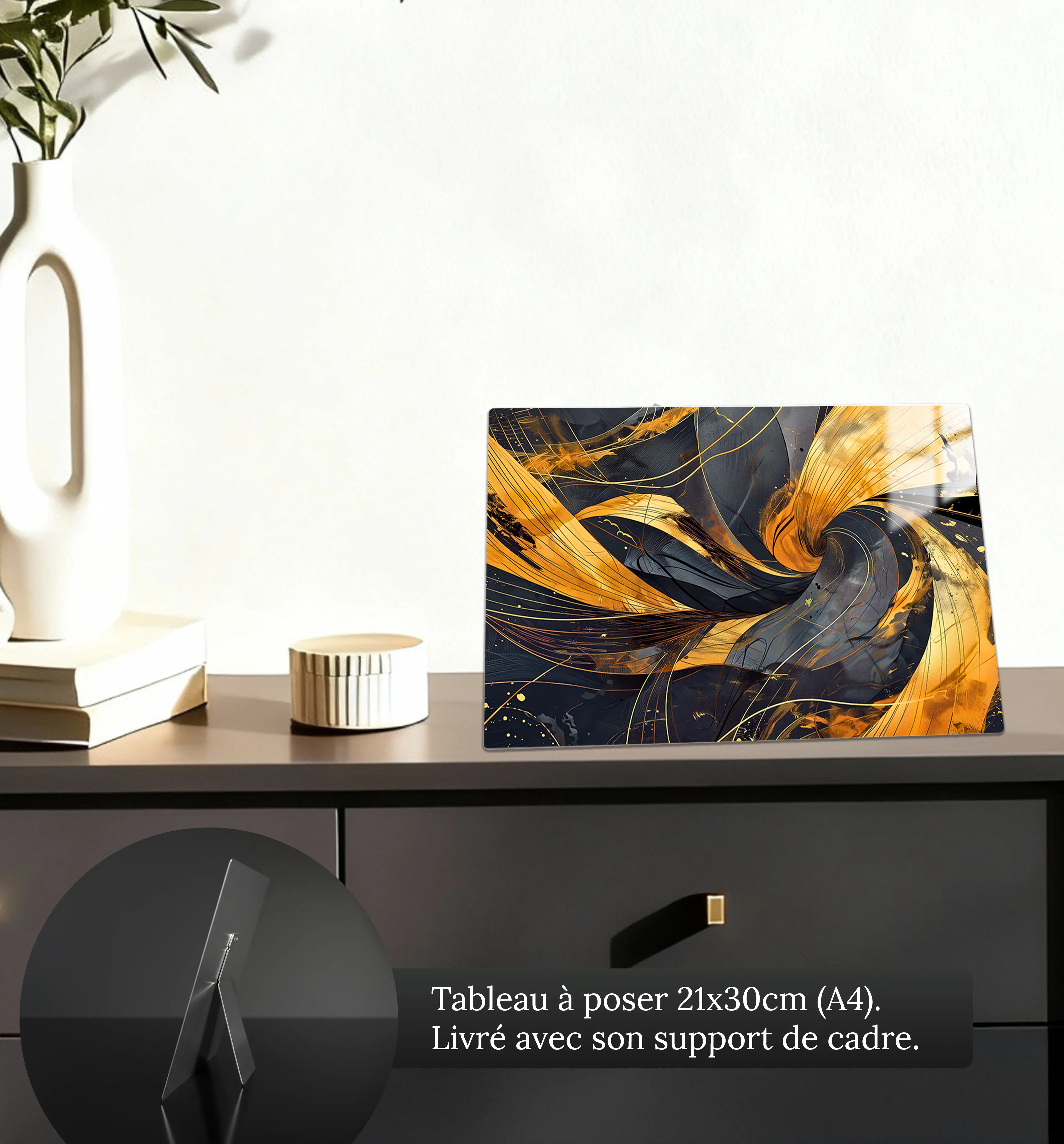 tableau-abstrait-noir-et-dore-petit-format-a-poser-sur-meuble | DreamWay