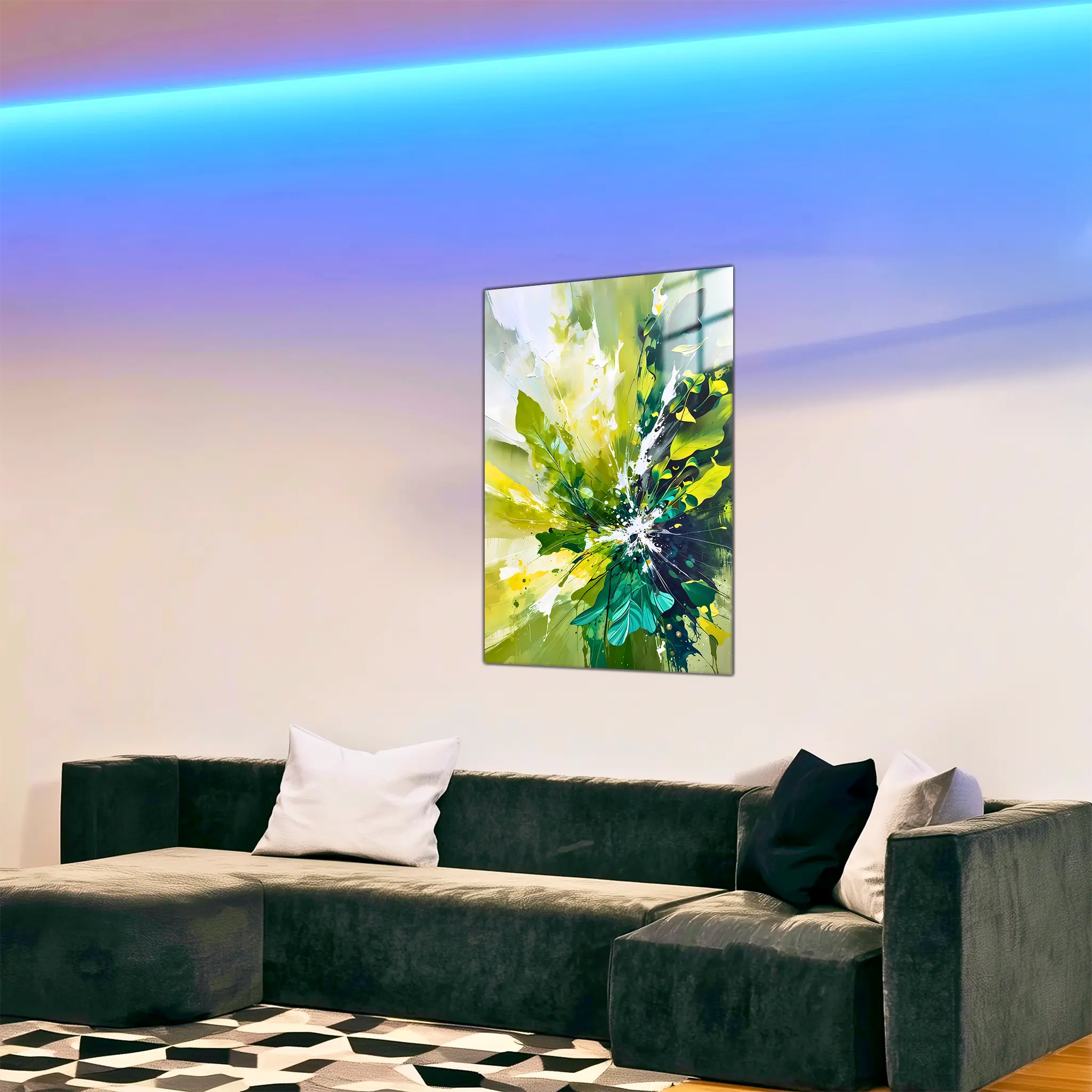 tableau-abstrait-vert-dans-le-salon | DreamWay