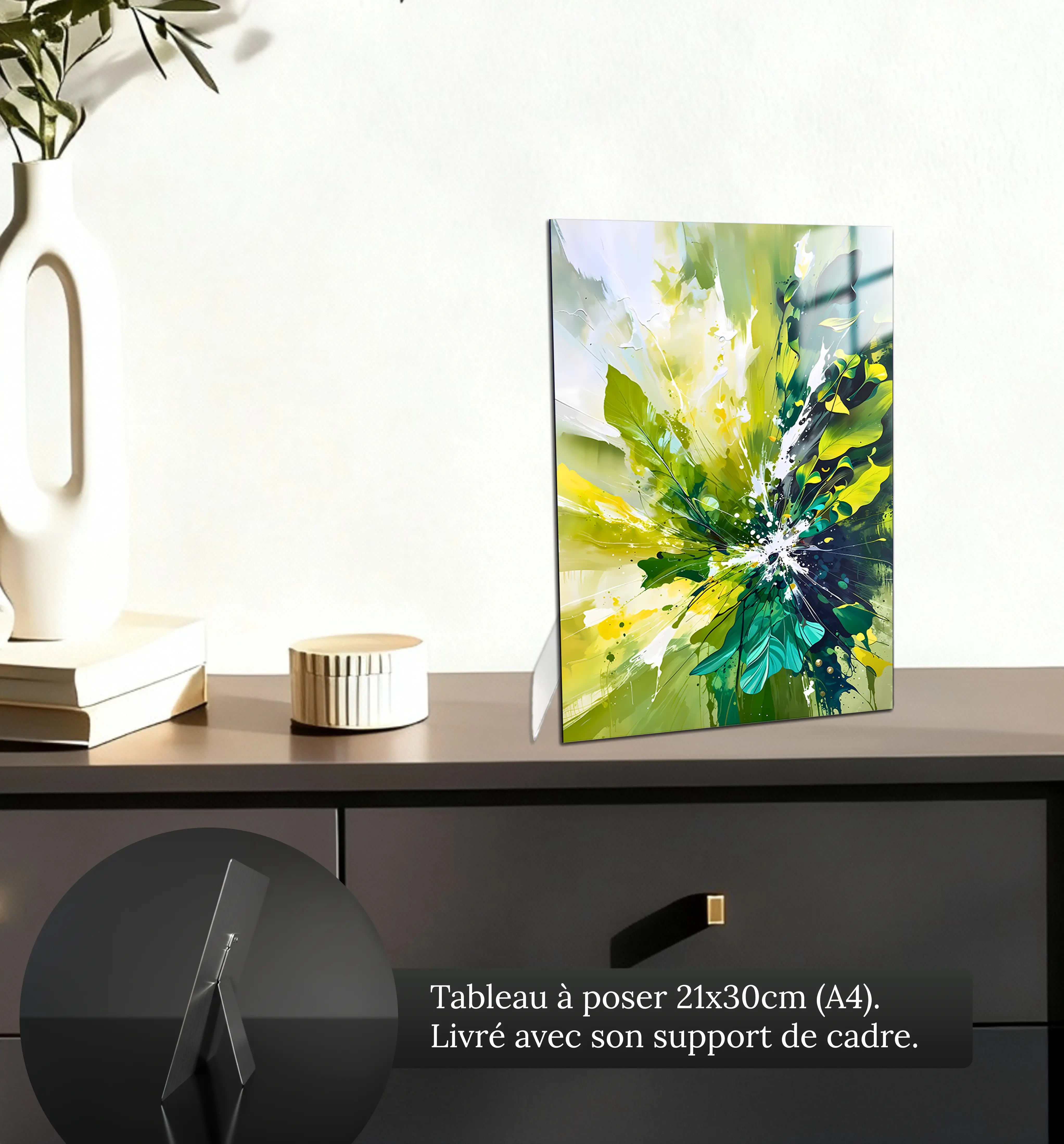 tableau-abstrait-vert-petit-format-a-poser-sur-meuble | DreamWay