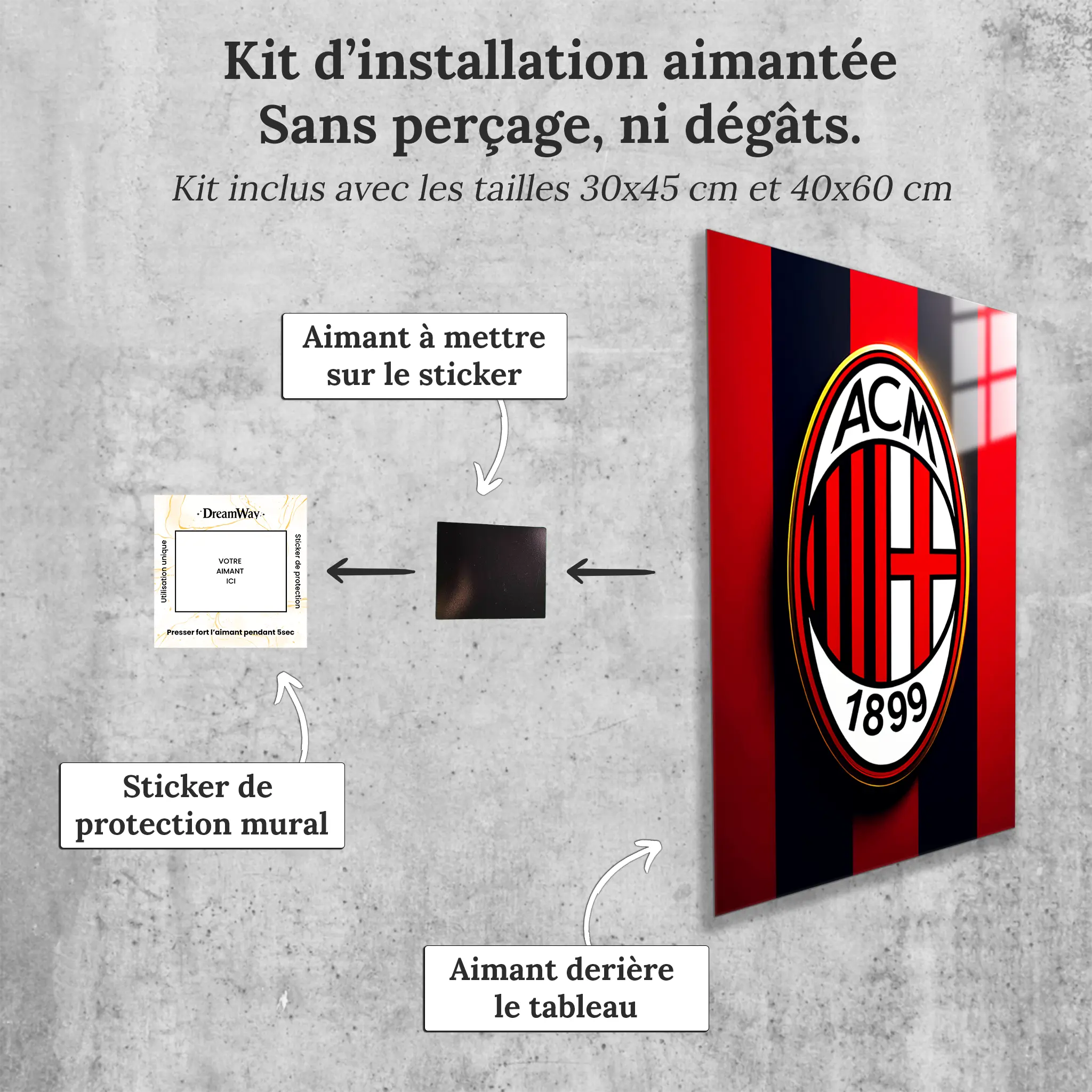 tableau-ac-milan-club-avec-installation-aimantee | DreamWay