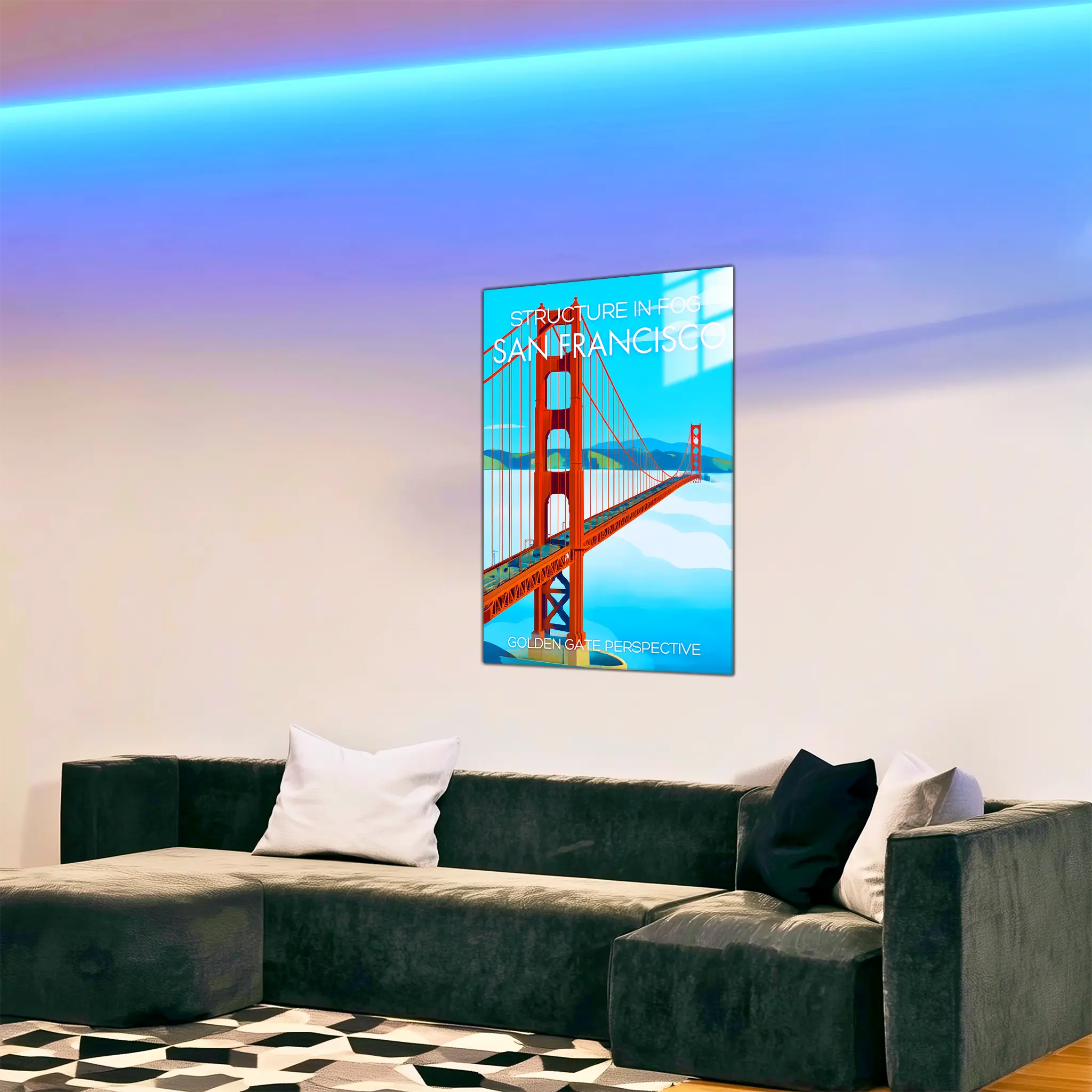 tableau-affiche-bridge-in-the-mist-san-francisco-dans-le-salon | DreamWay