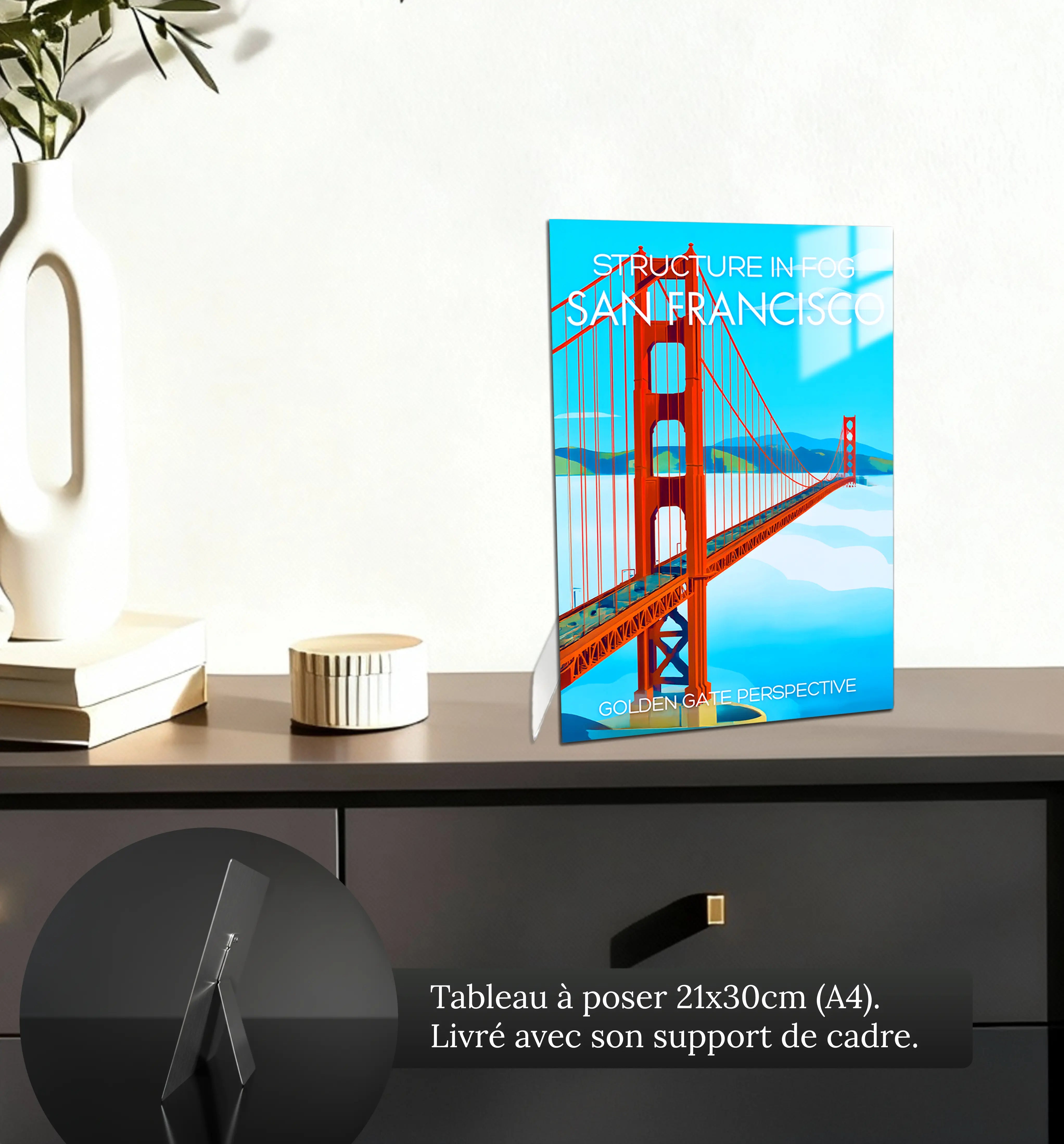 tableau-affiche-bridge-in-the-mist-san-francisco-petit-format-a-poser-sur-meuble | DreamWay