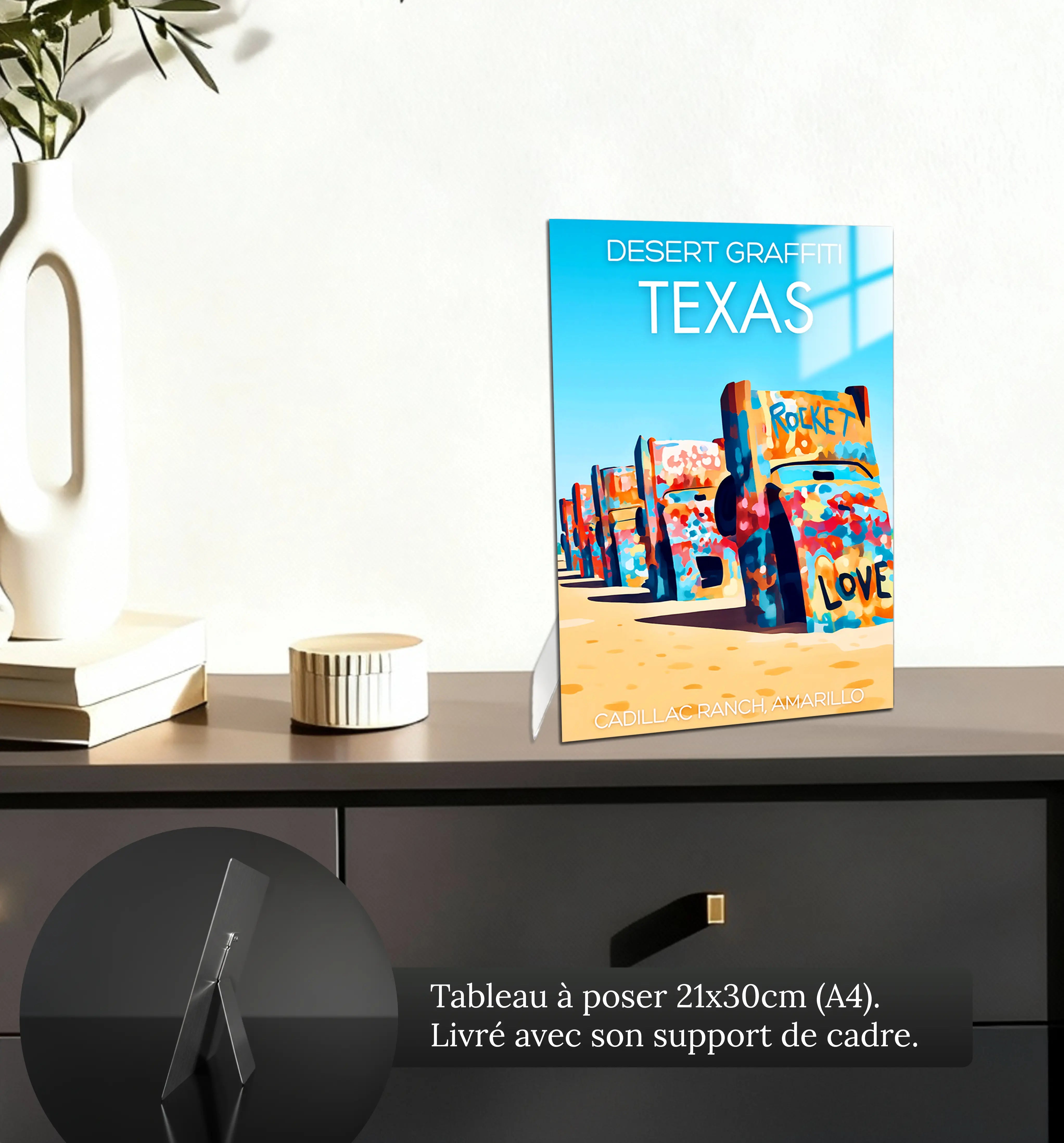 tableau-affiche-cadillac-ranch-amarillo-petit-format-a-poser-sur-meuble | DreamWay