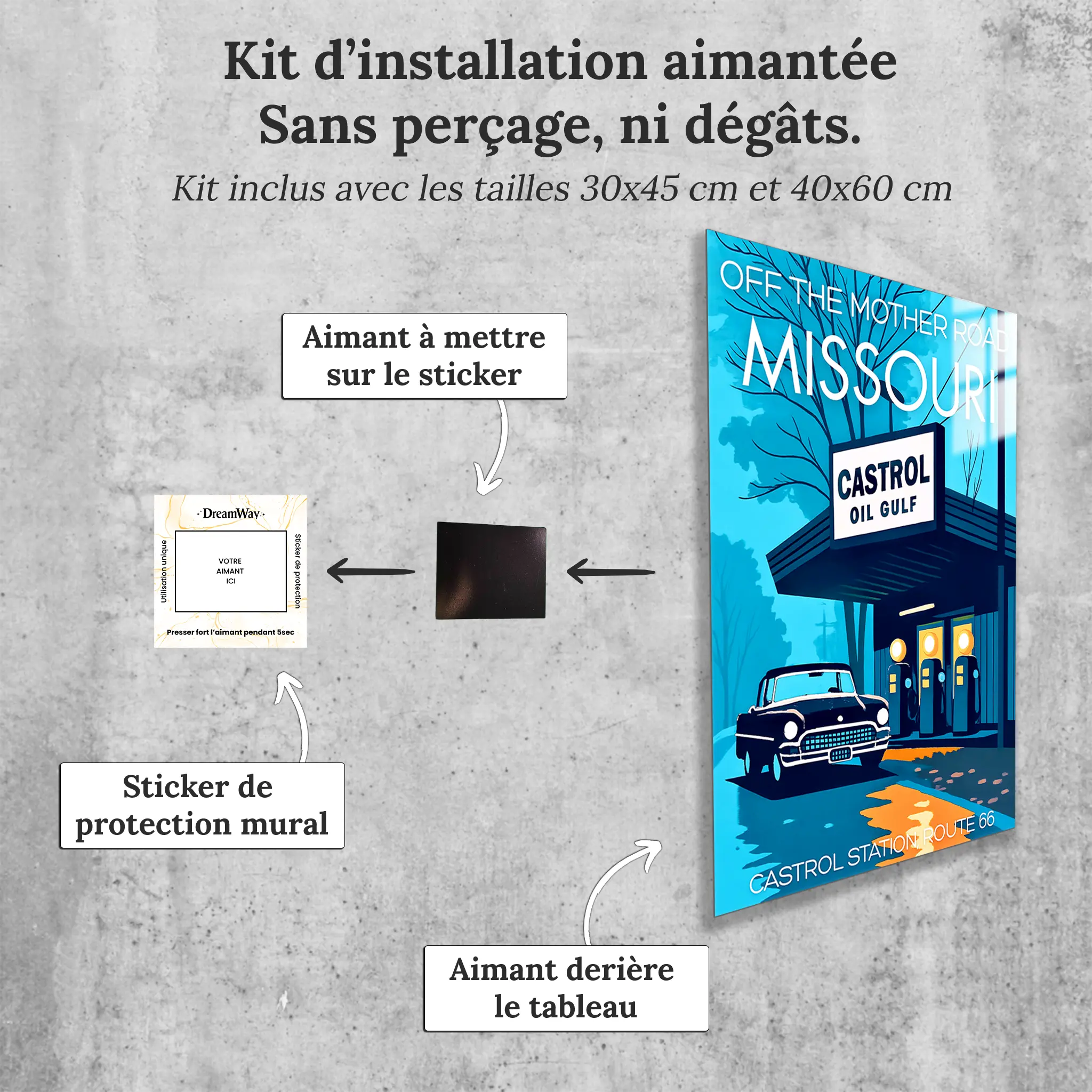 tableau-affiche-castrol-station-missouri-avec-installation-aimantee | DreamWay