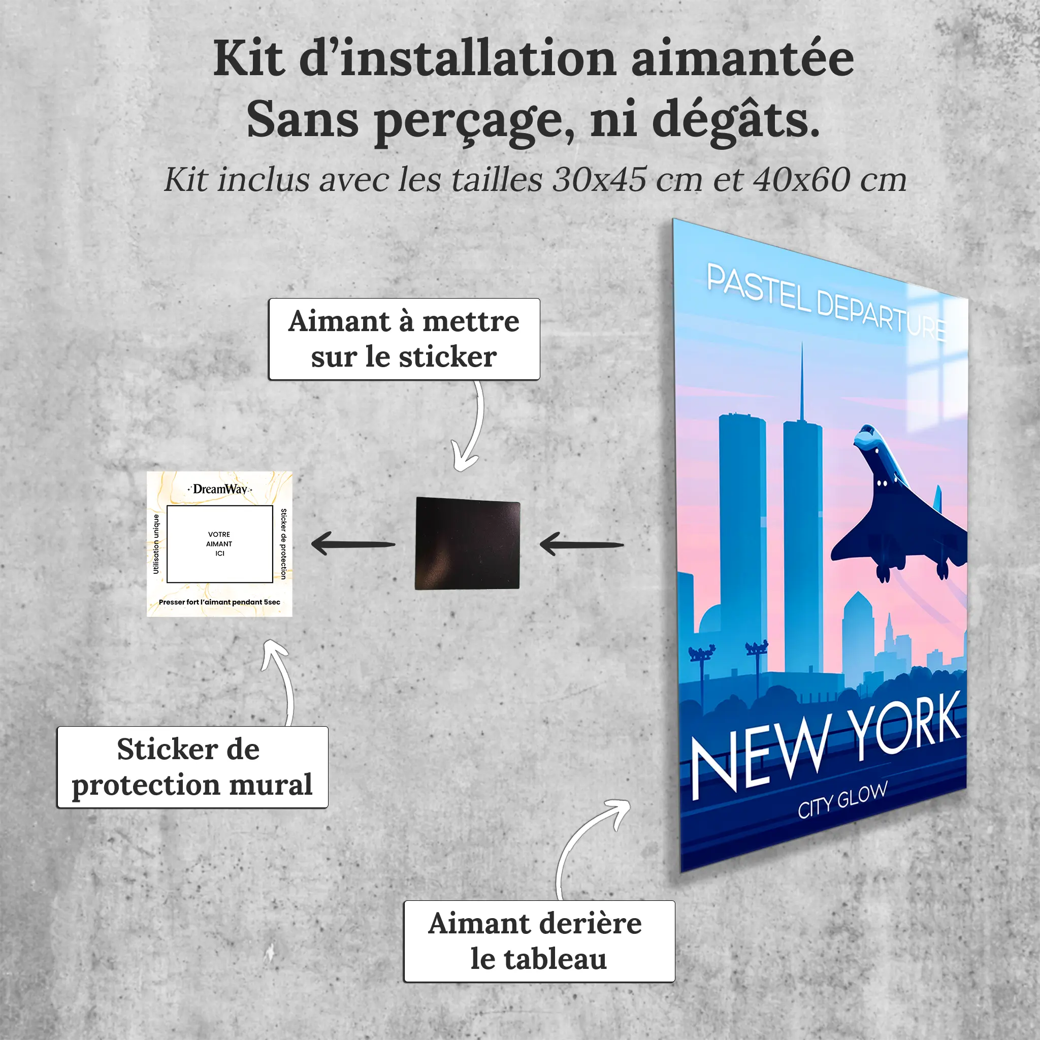 tableau-affiche-city-glow-new-york-avec-installation-aimantee | DreamWay