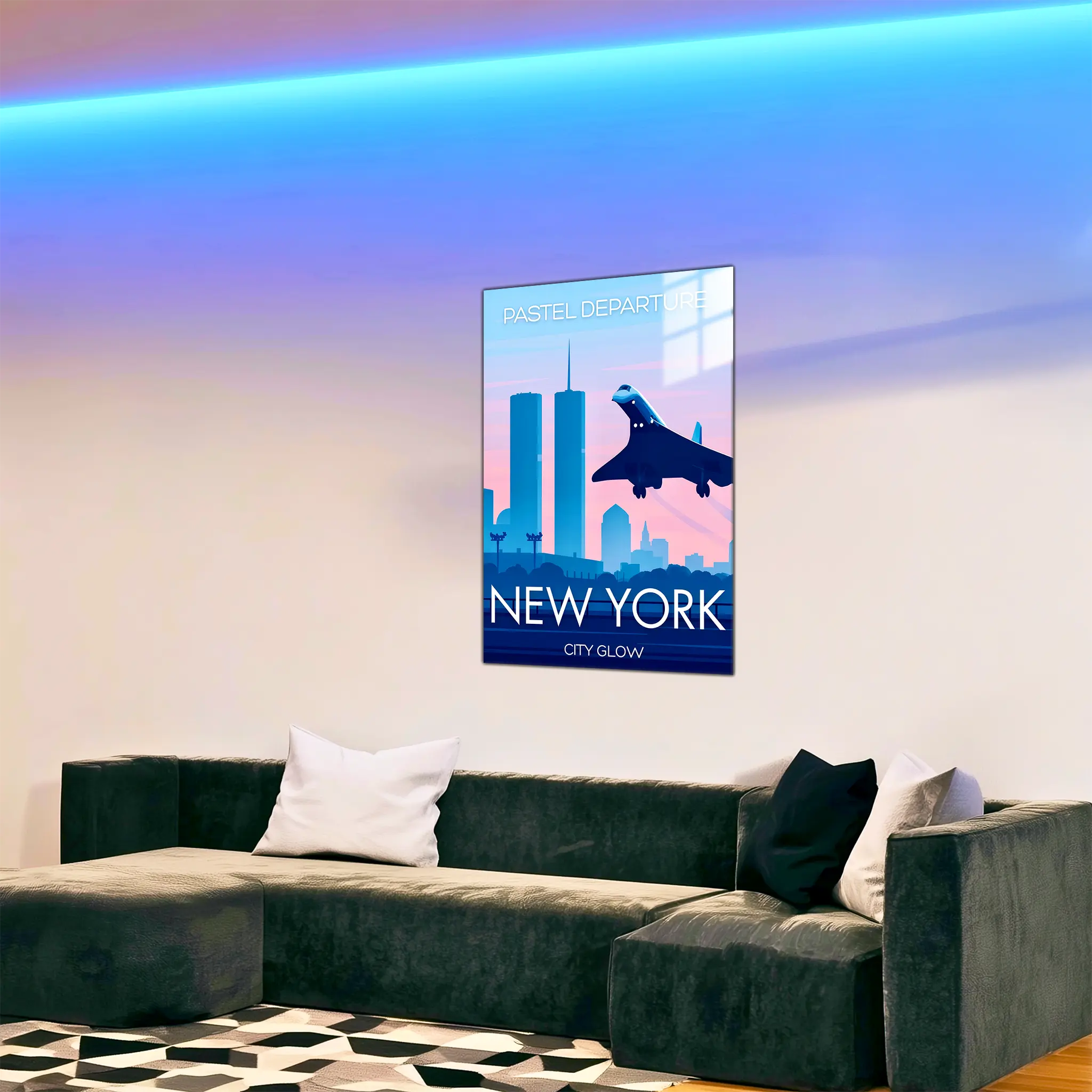 tableau-affiche-city-glow-new-york-dans-le-salon | DreamWay