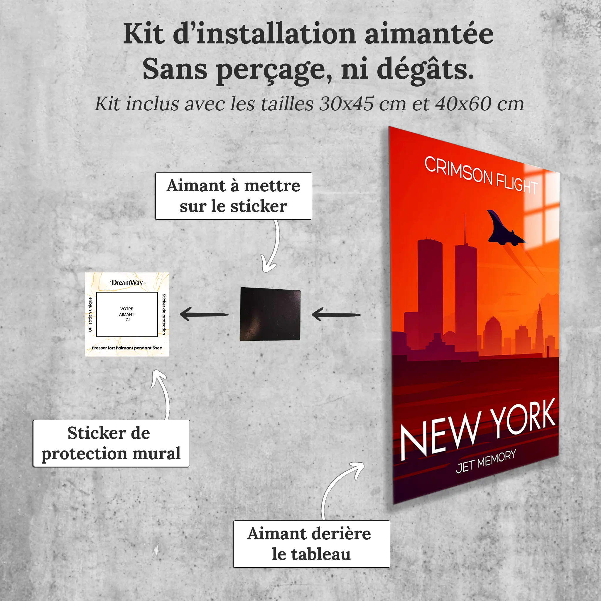 tableau-affiche-crimson-flight-new-york-avec-installation-aimantee | DreamWay