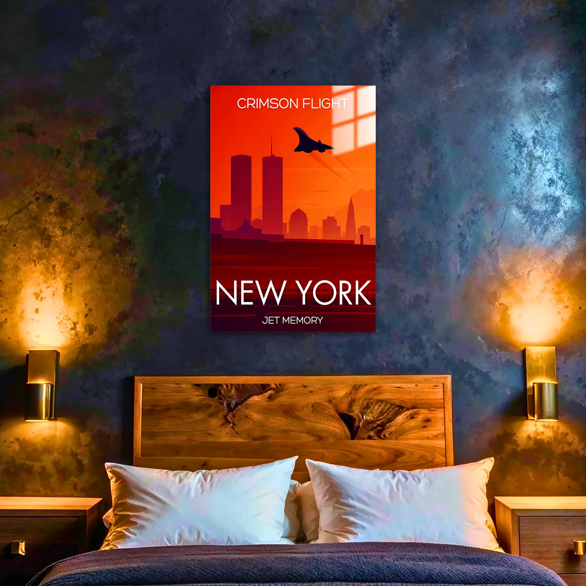 tableau-affiche-crimson-flight-new-york-dans-la-chambre | DreamWay
