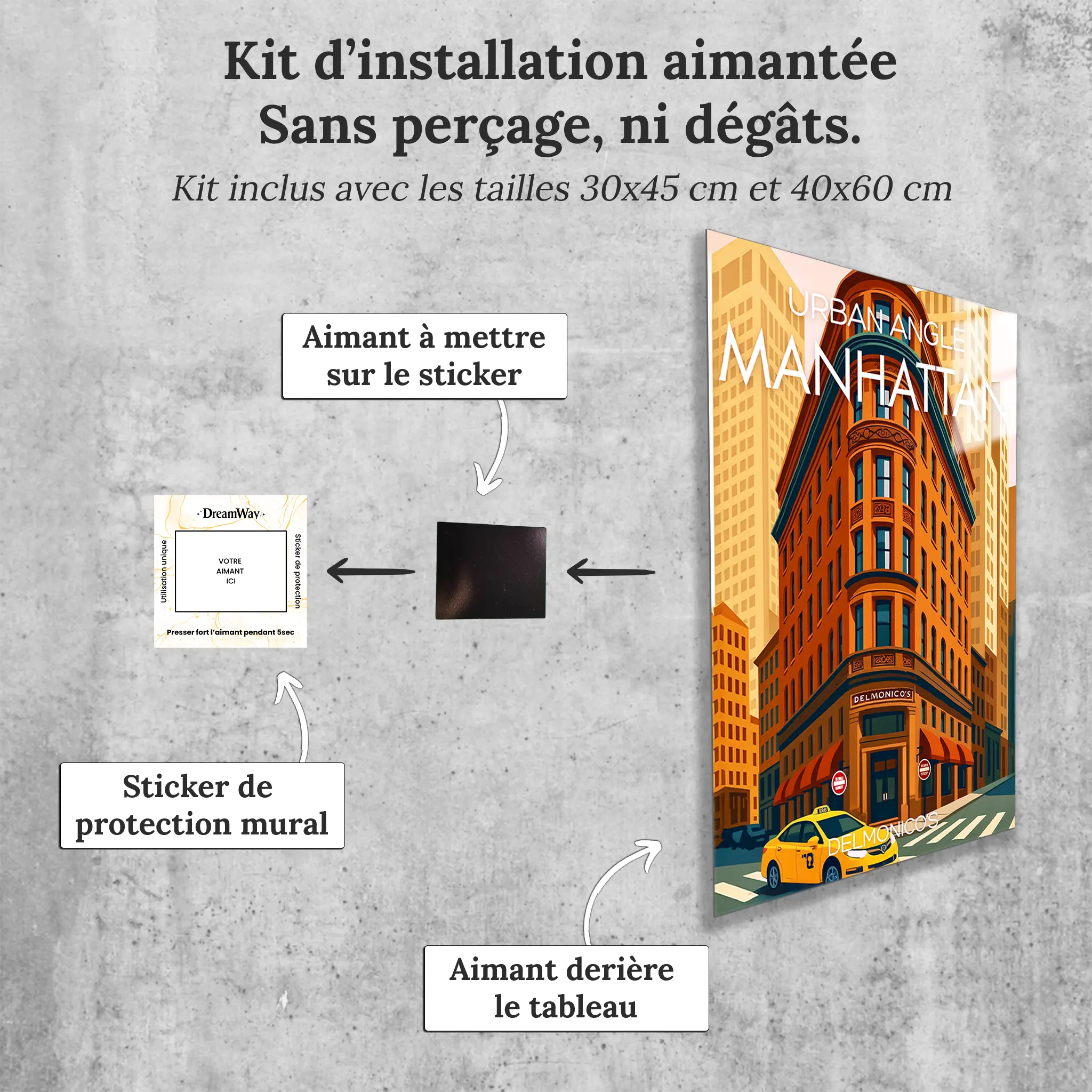 tableau-affiche-delmonicos-manhattan-avec-installation-aimantee | DreamWay