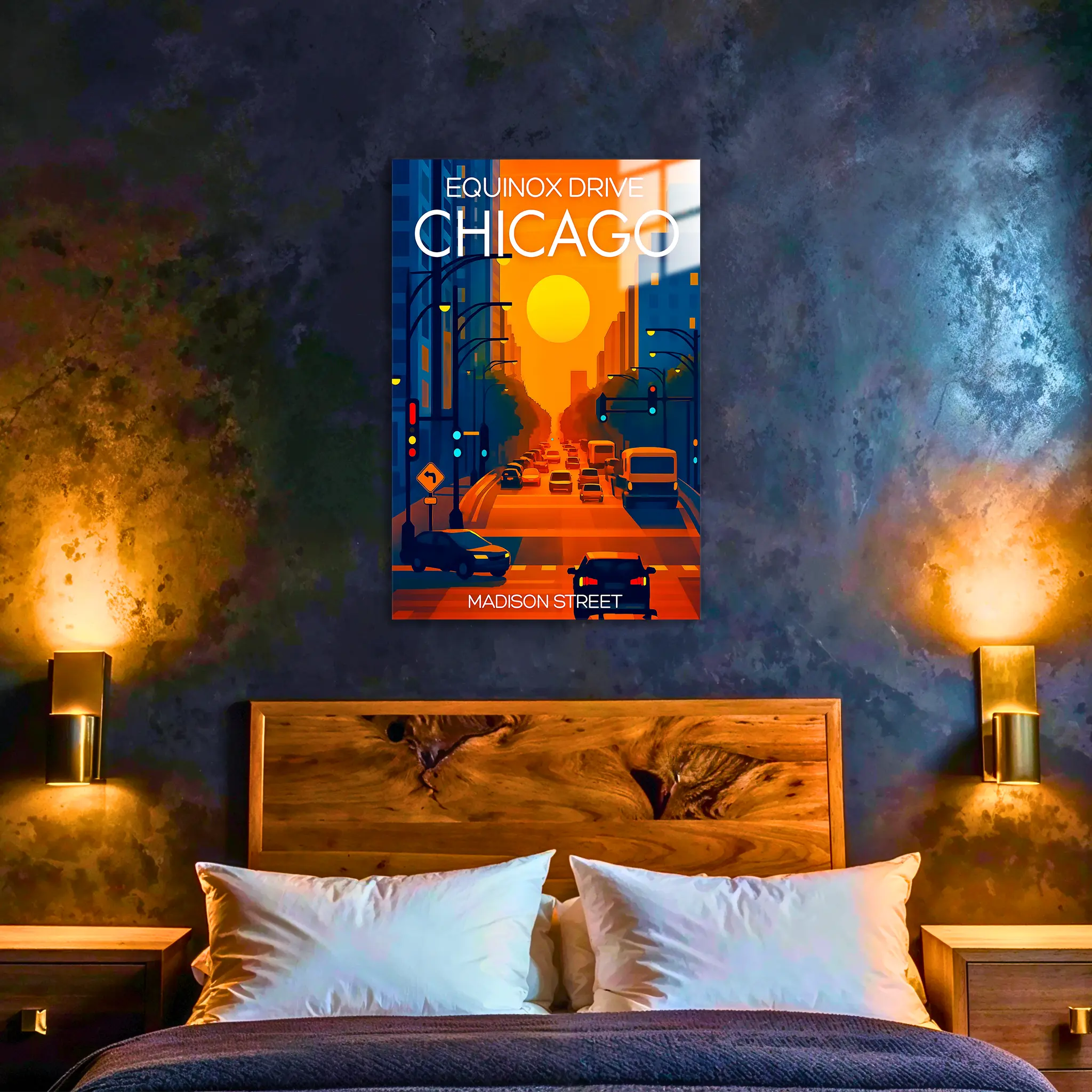tableau-affiche-equinoxe-drive-chicago-dans-la-chambre | DreamWay