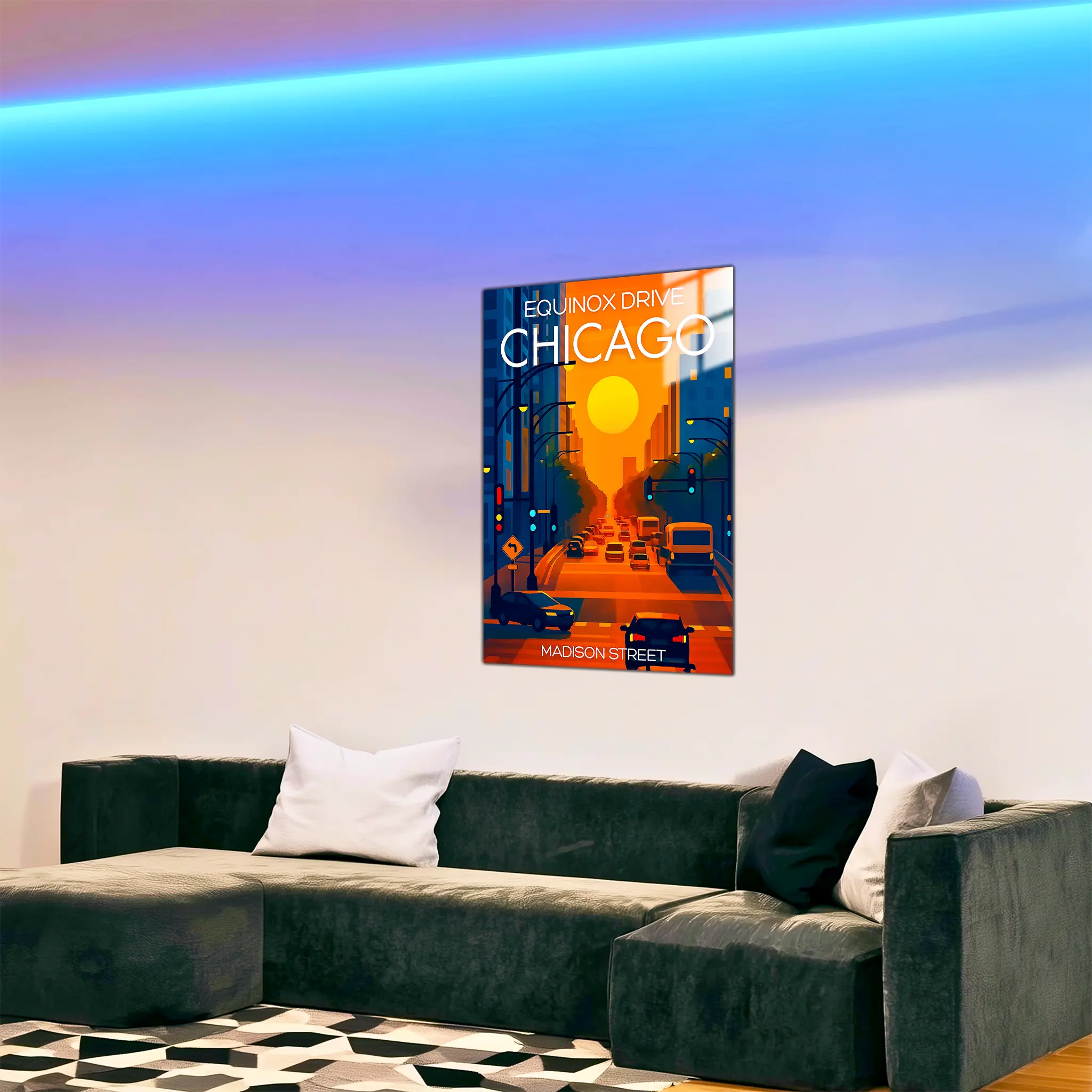 tableau-affiche-equinoxe-drive-chicago-dans-le-salon | DreamWay