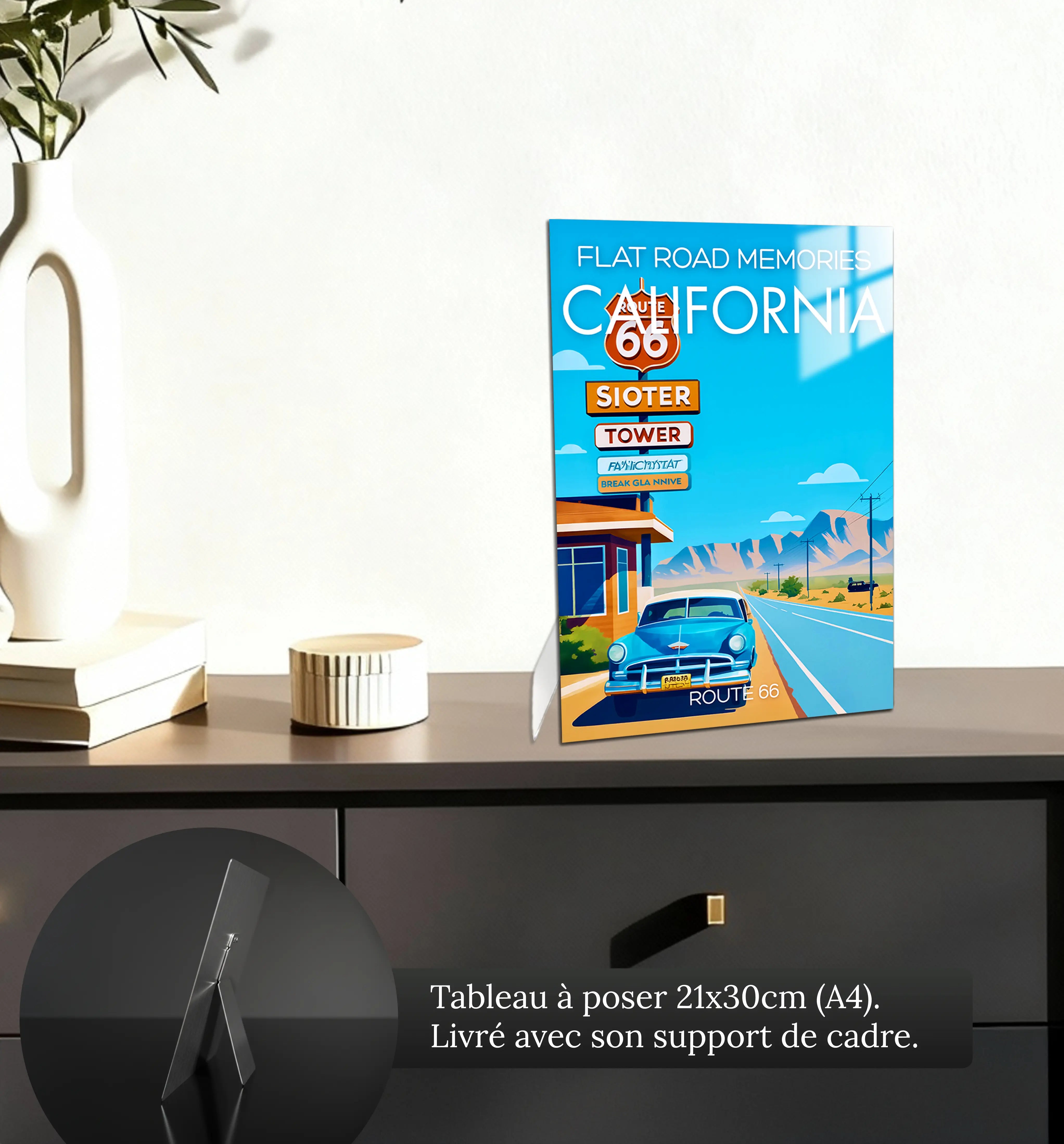 tableau-affiche-flat-memories-california-petit-format-a-poser-sur-meuble | DreamWay