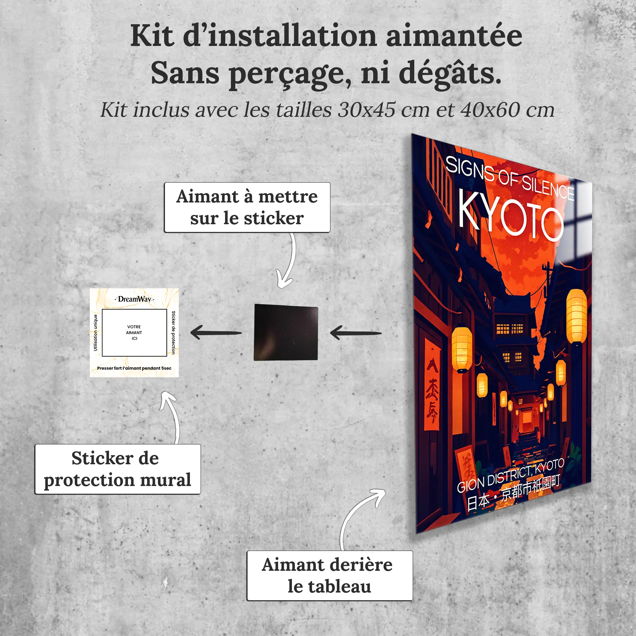 tableau-affiche-gion-district-kyoto-avec-installation-aimantee | DreamWay