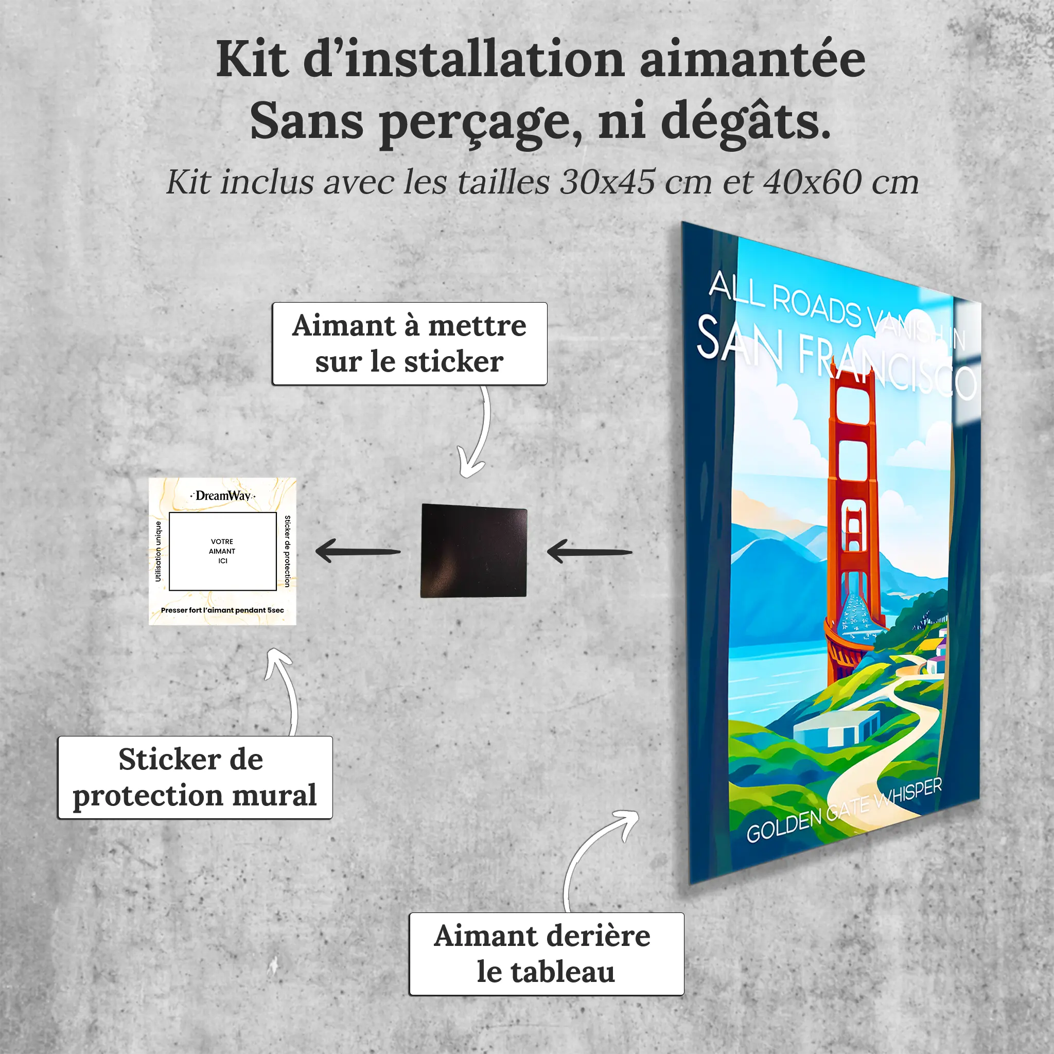 tableau-affiche-golden-gate-whisper-san-francisco-avec-installation-aimantee | DreamWay