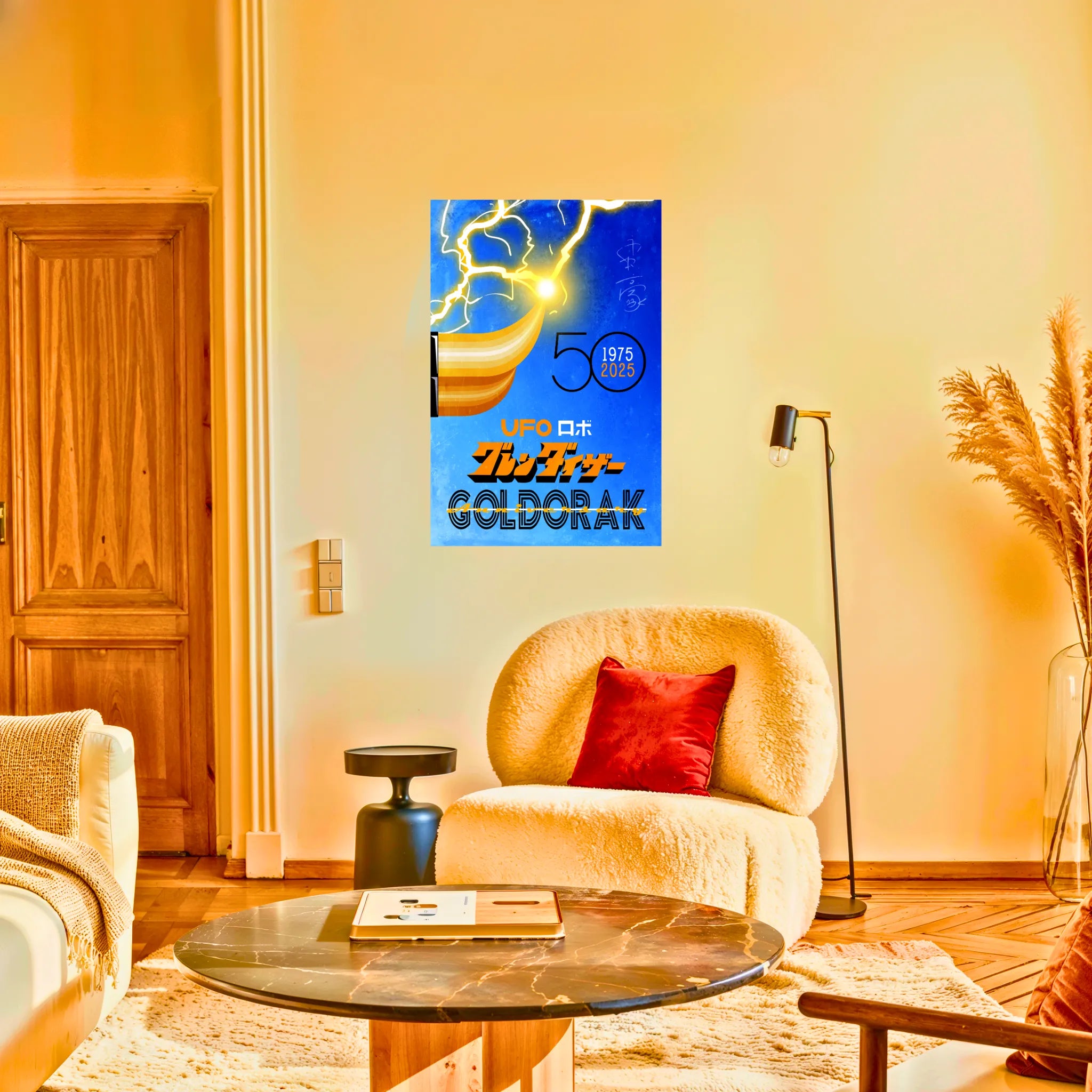 Tableau Affiche Goldorak 50 Ans Bleu