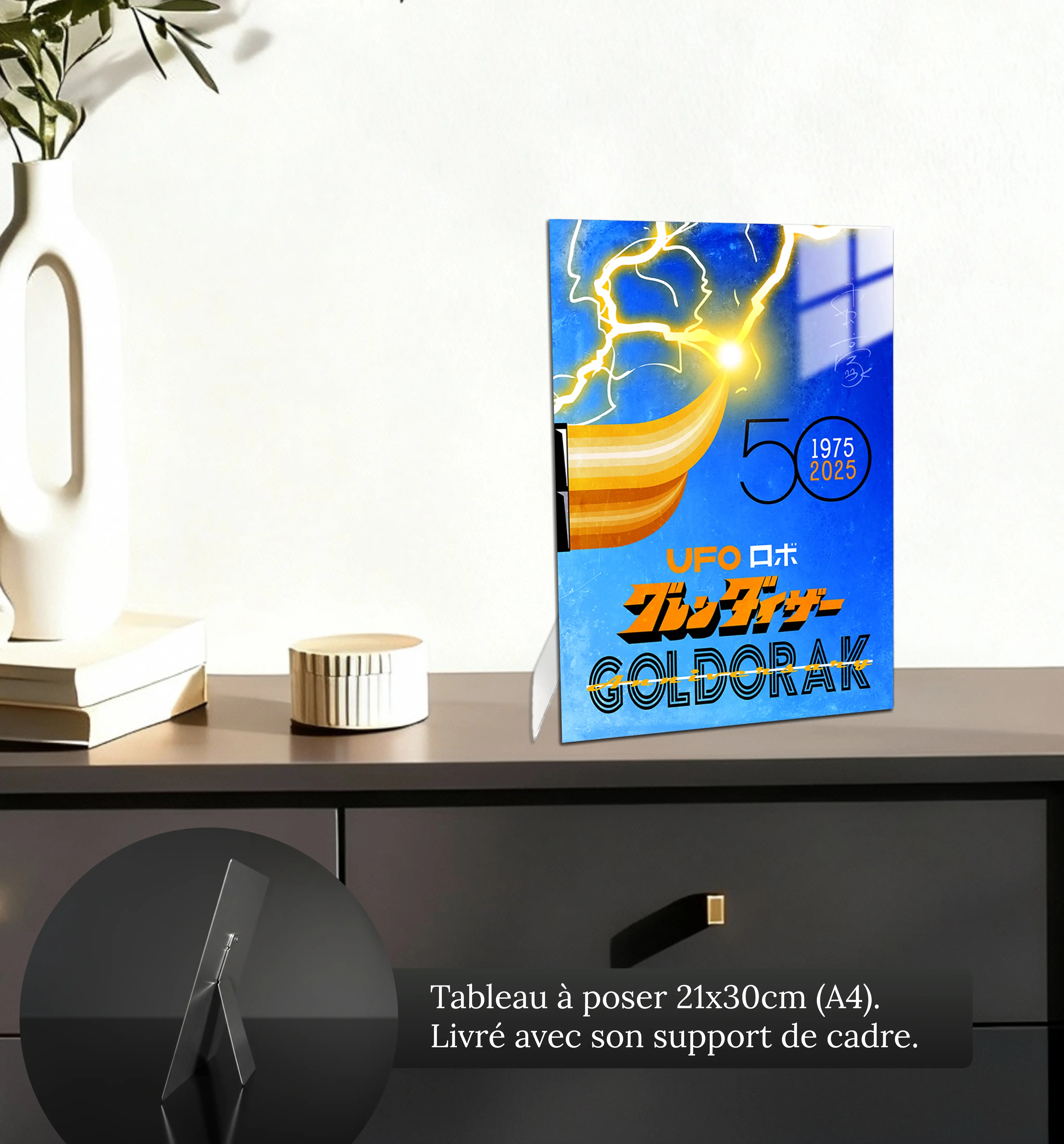 tableau-affiche-goldorak-50-ans-bleu-petit-format-a-poser-sur-meuble | DreamWay
