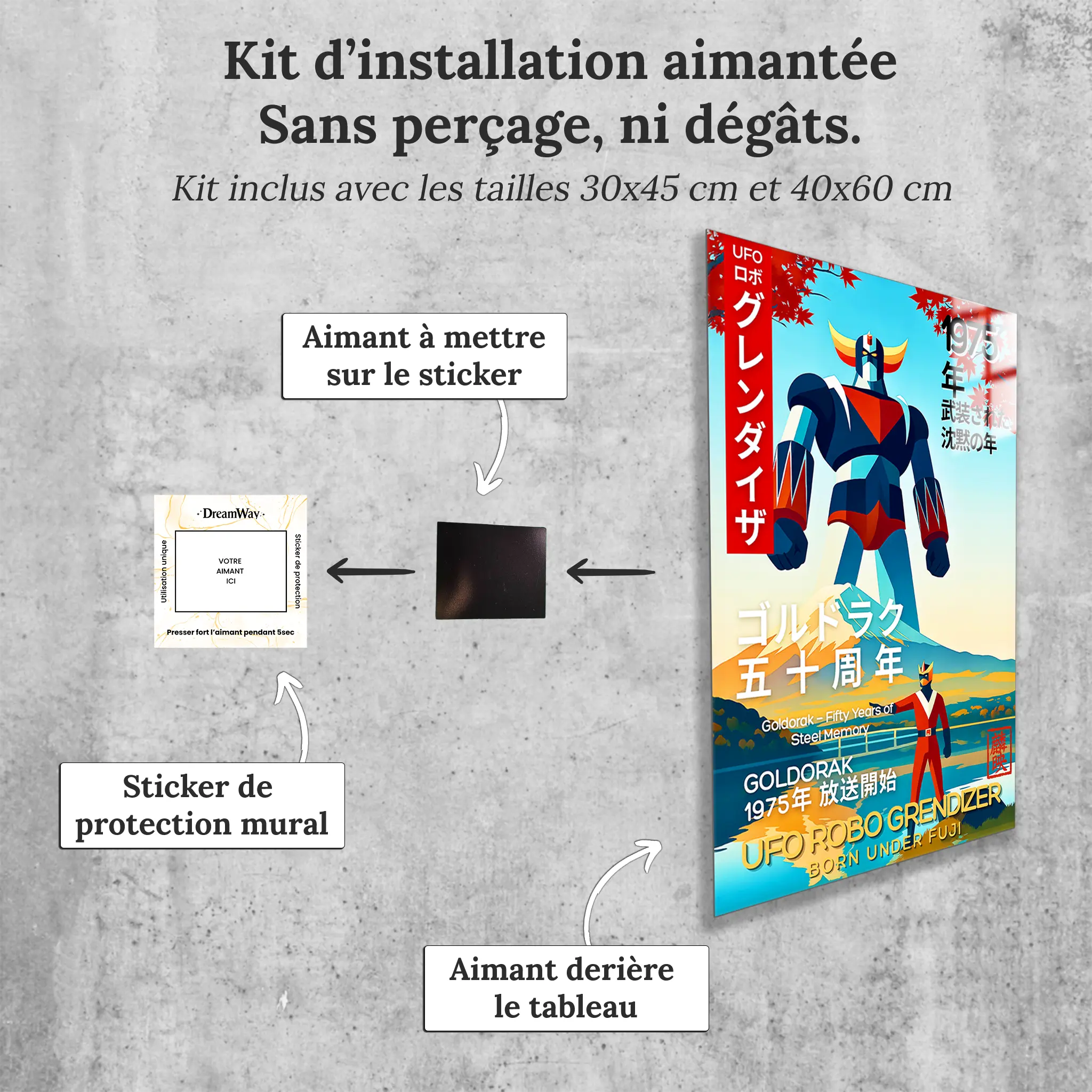 tableau-affiche-goldorak-style-japonais-avec-installation-aimantee | DreamWay