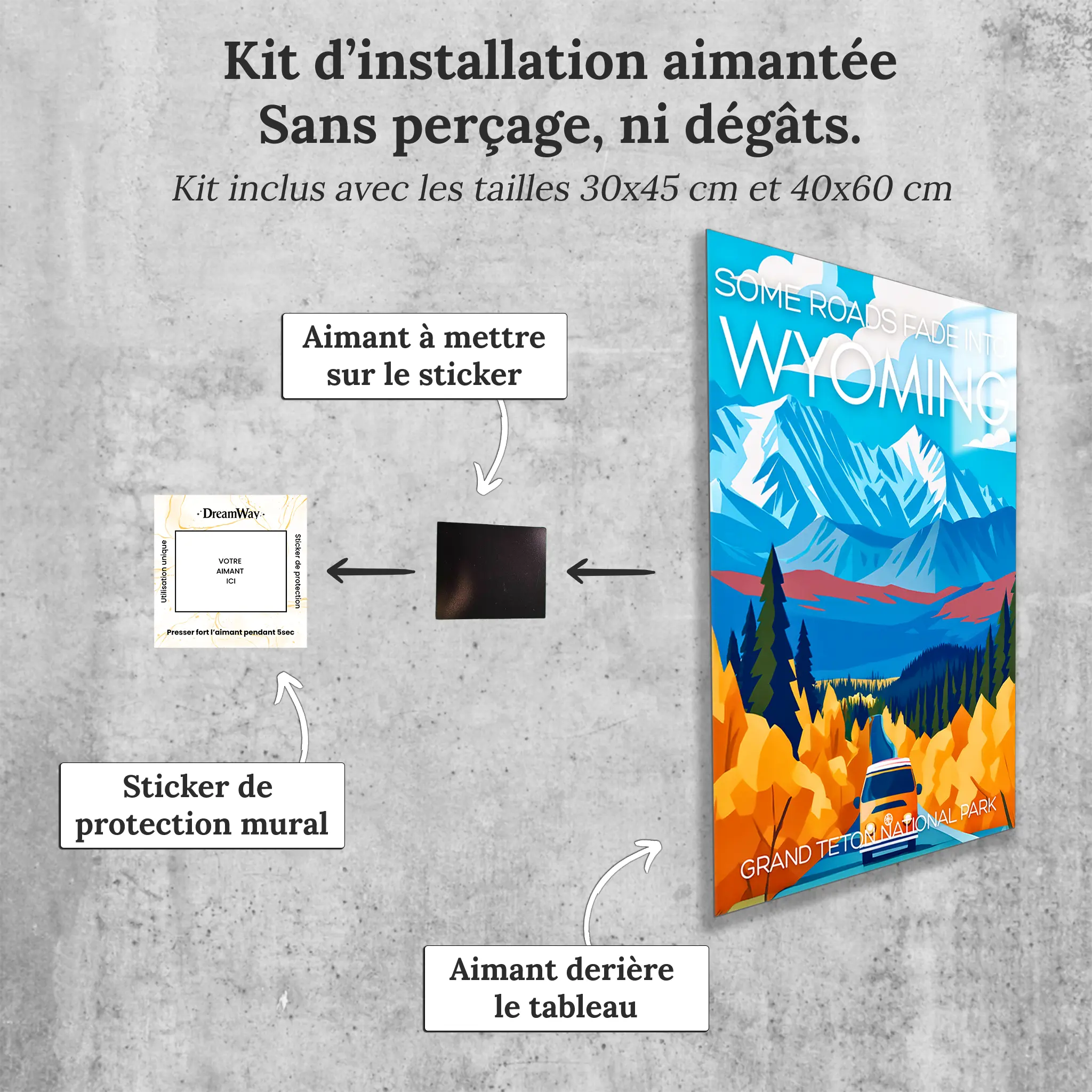 tableau-affiche-grand-teton-natioan-park-wyoming-avec-installation-aimantee | DreamWay