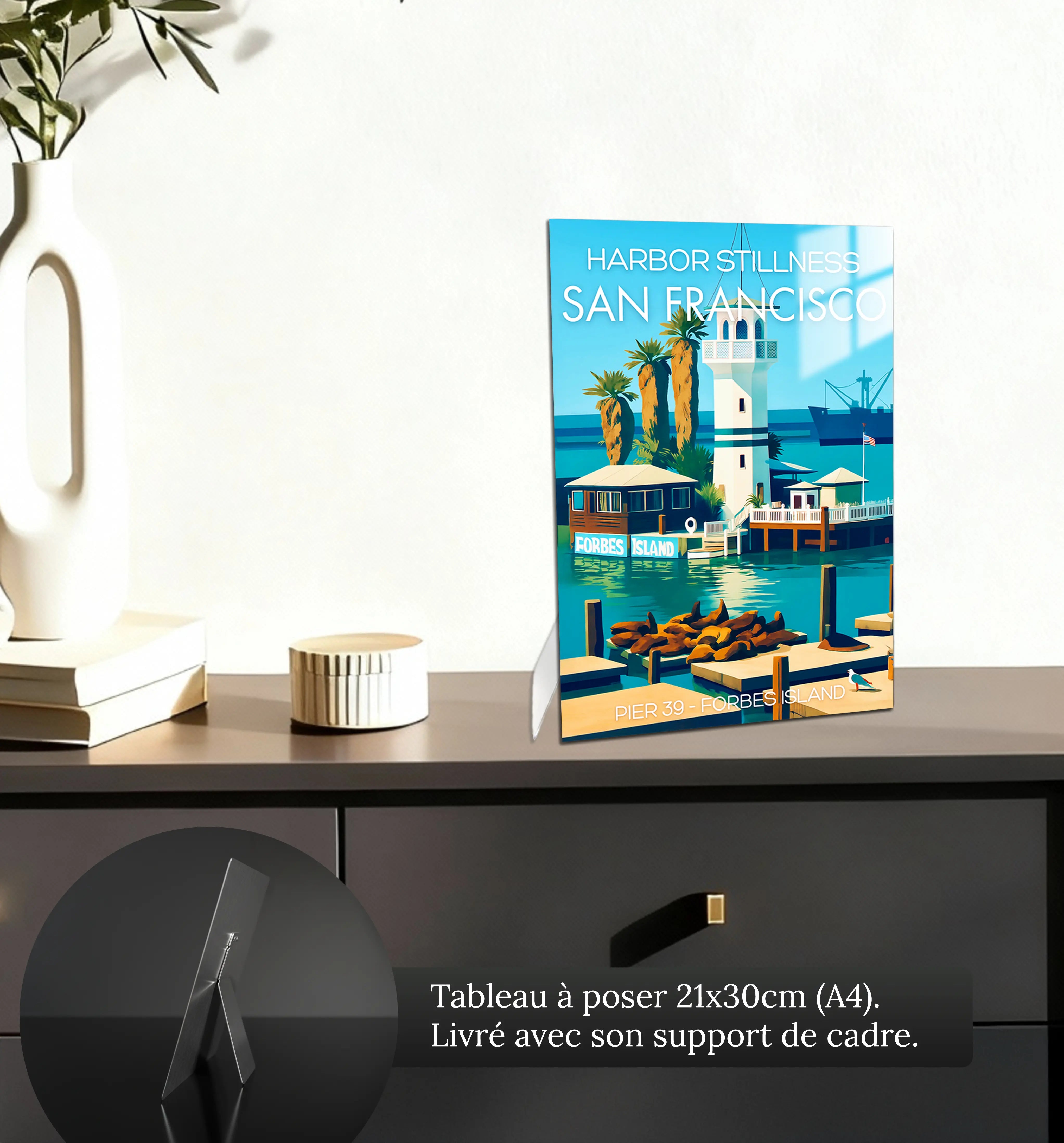 tableau-affiche-harbor-stillness-san-francisco-petit-format-a-poser-sur-meuble | DreamWay